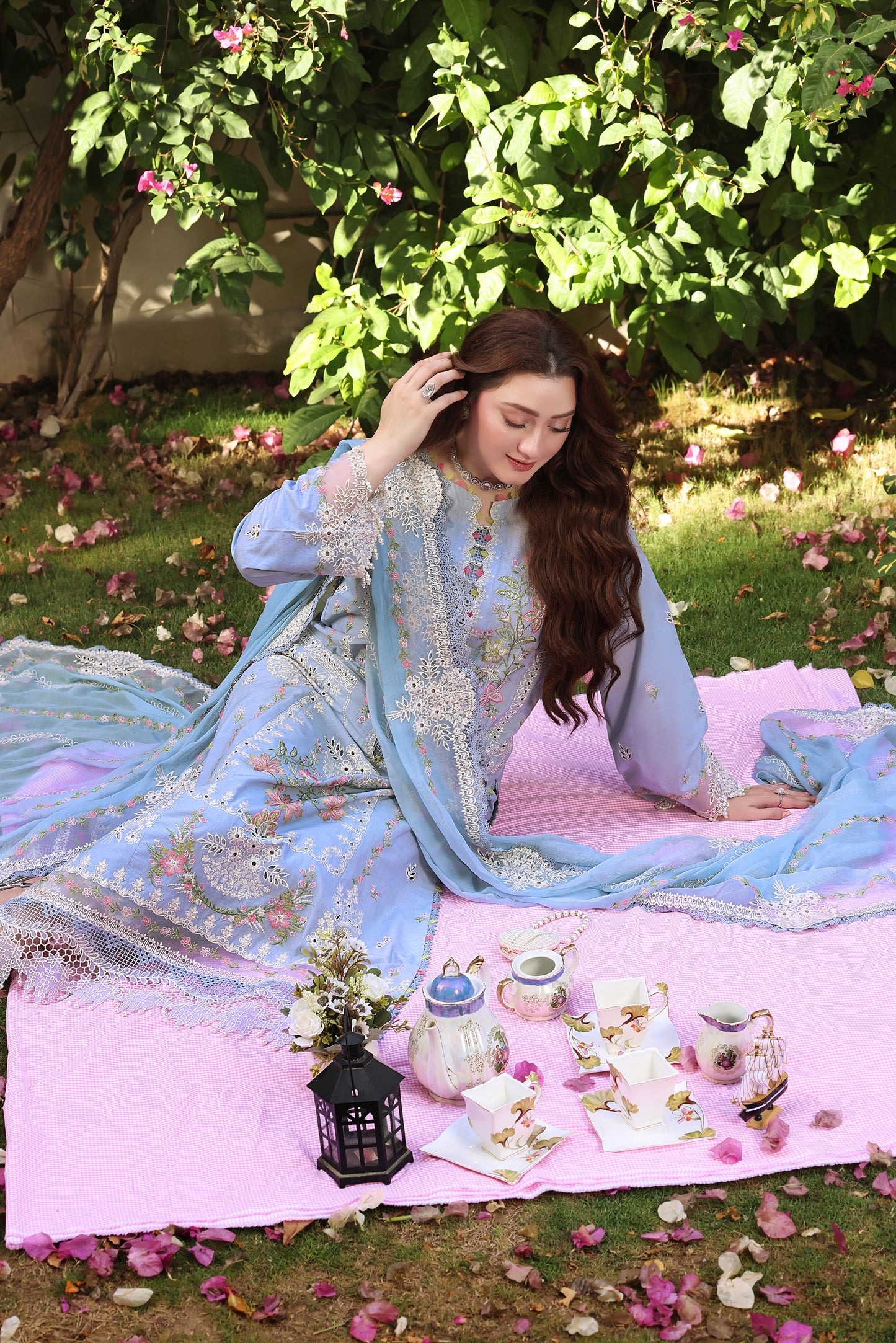 Rs 20000 Aneelas Stitched Luxury Lawn Emb 3pc [LUX-26-66] [Dispatch Time 2 Months]