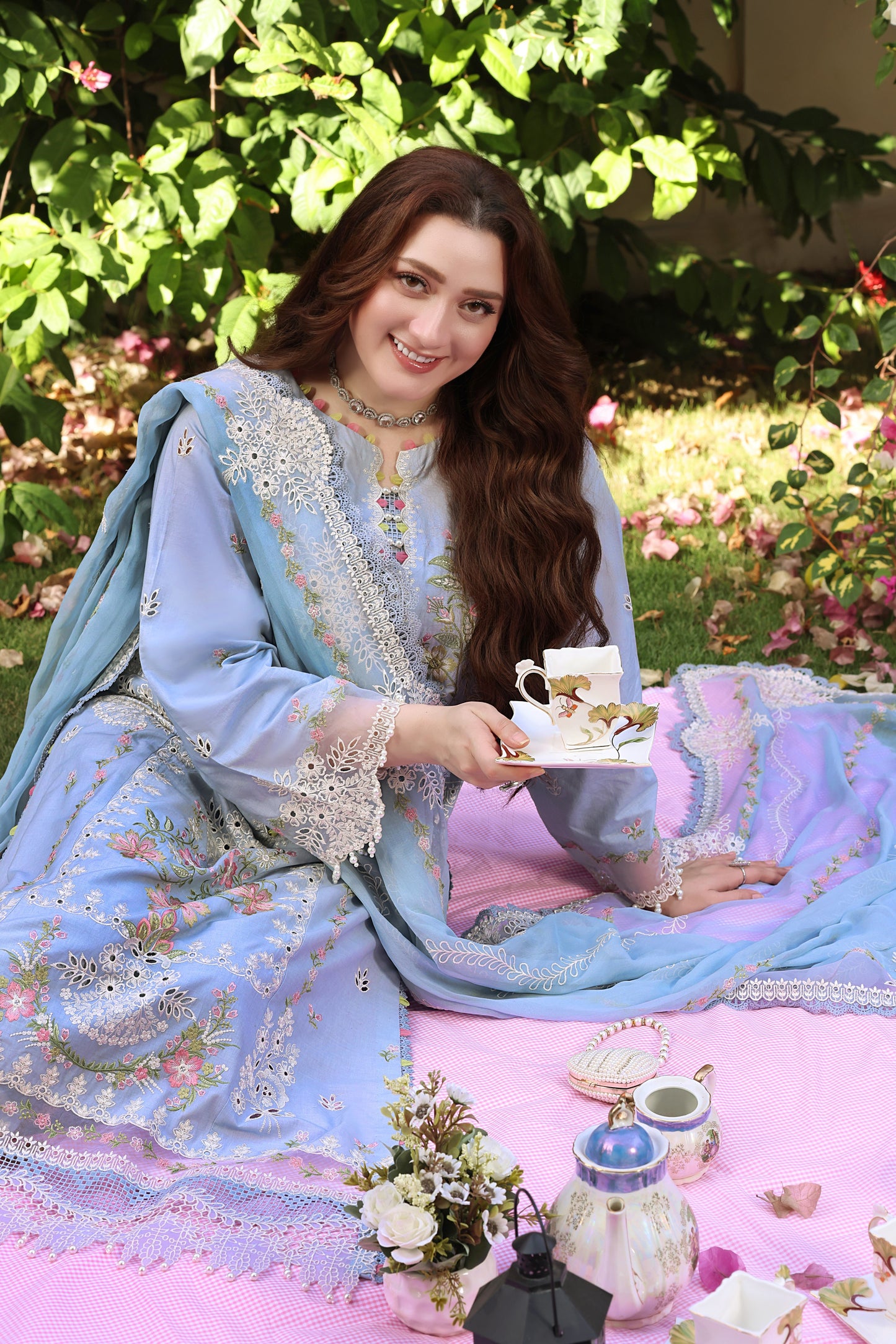 Rs 20000 Aneelas Stitched Luxury Lawn Emb 3pc [LUX-26-66] [Dispatch Time 2 Months]