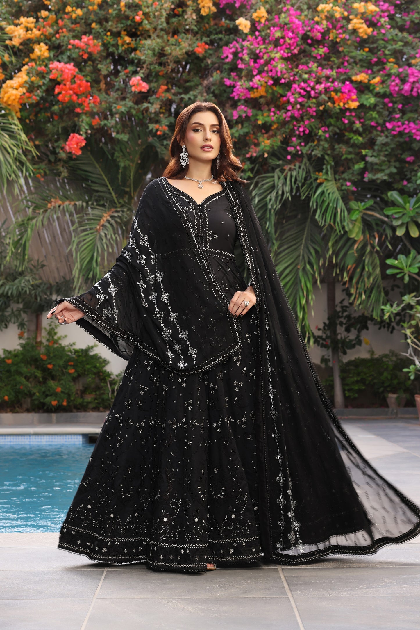 Rs 22500 Aneelas Stitched Luxury Lawn Emb Frock 3pc Chiffon Duppata [LUX-26-67] [Dispatch Time 2 Months]
