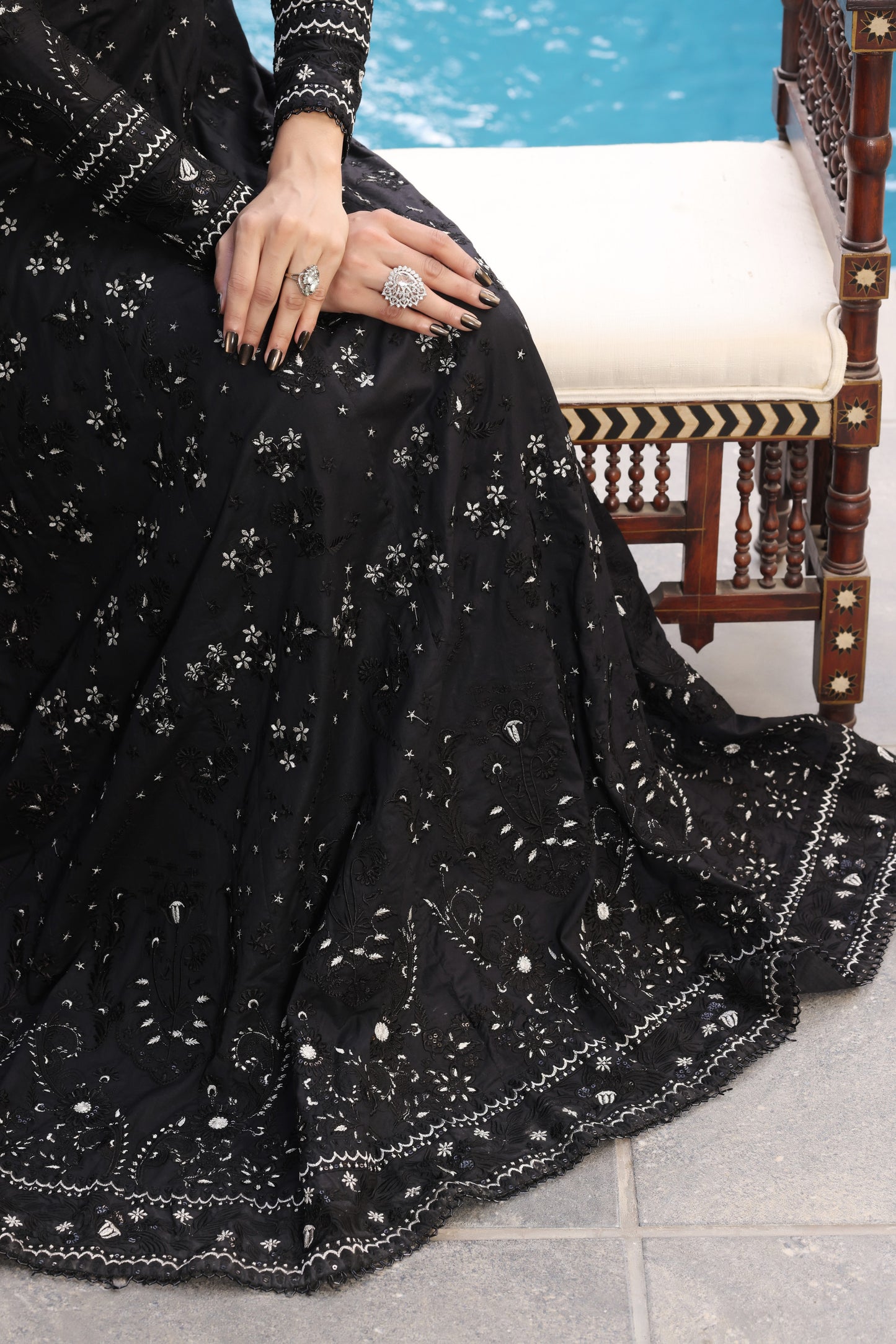 Rs 22500 Aneelas Stitched Luxury Lawn Emb Frock 3pc Chiffon Duppata [LUX-26-67] [Dispatch Time 2 Months]