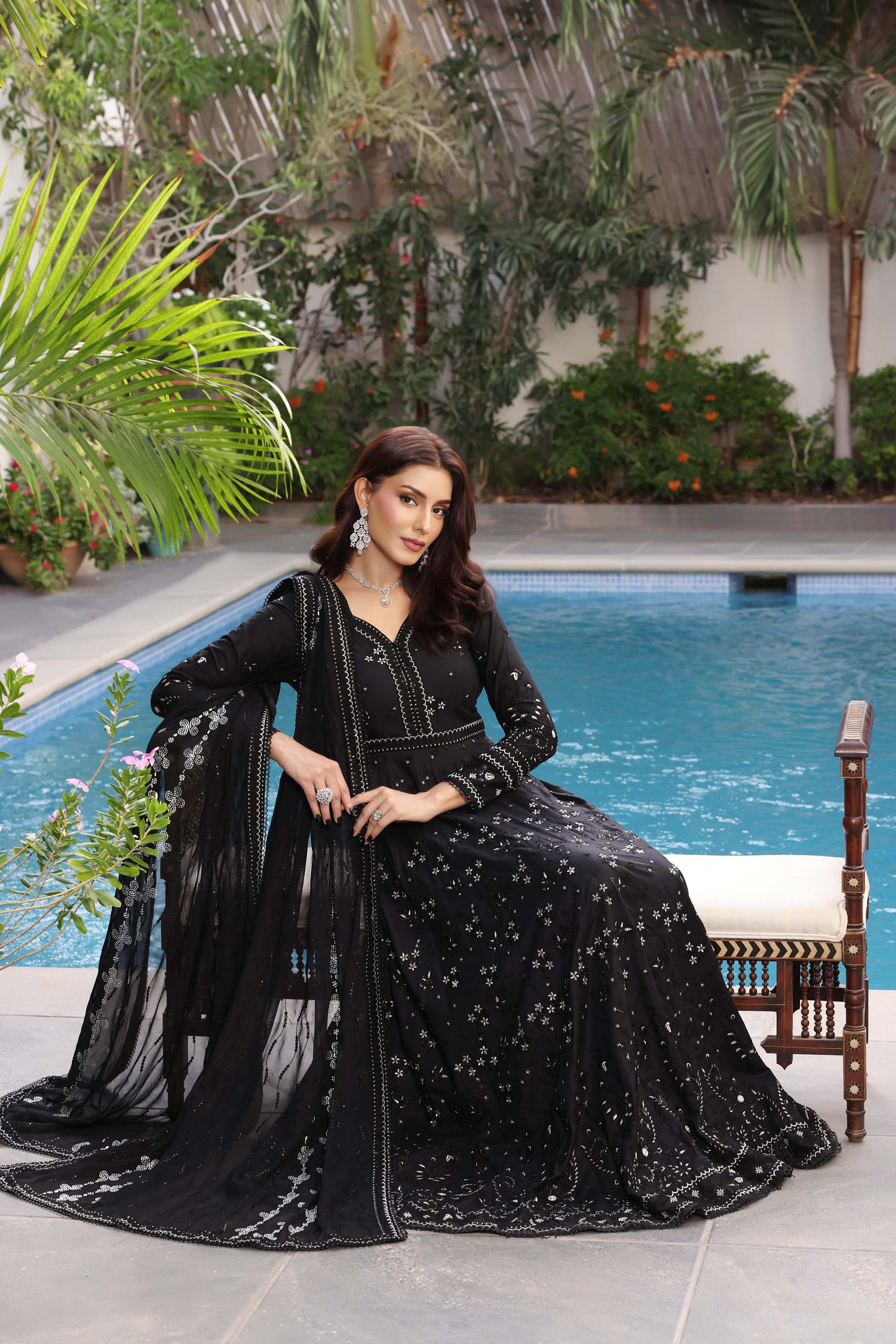 Rs 22500 Aneelas Stitched Luxury Lawn Emb Frock 3pc Chiffon Duppata [LUX-26-67] [Dispatch Time 2 Months]