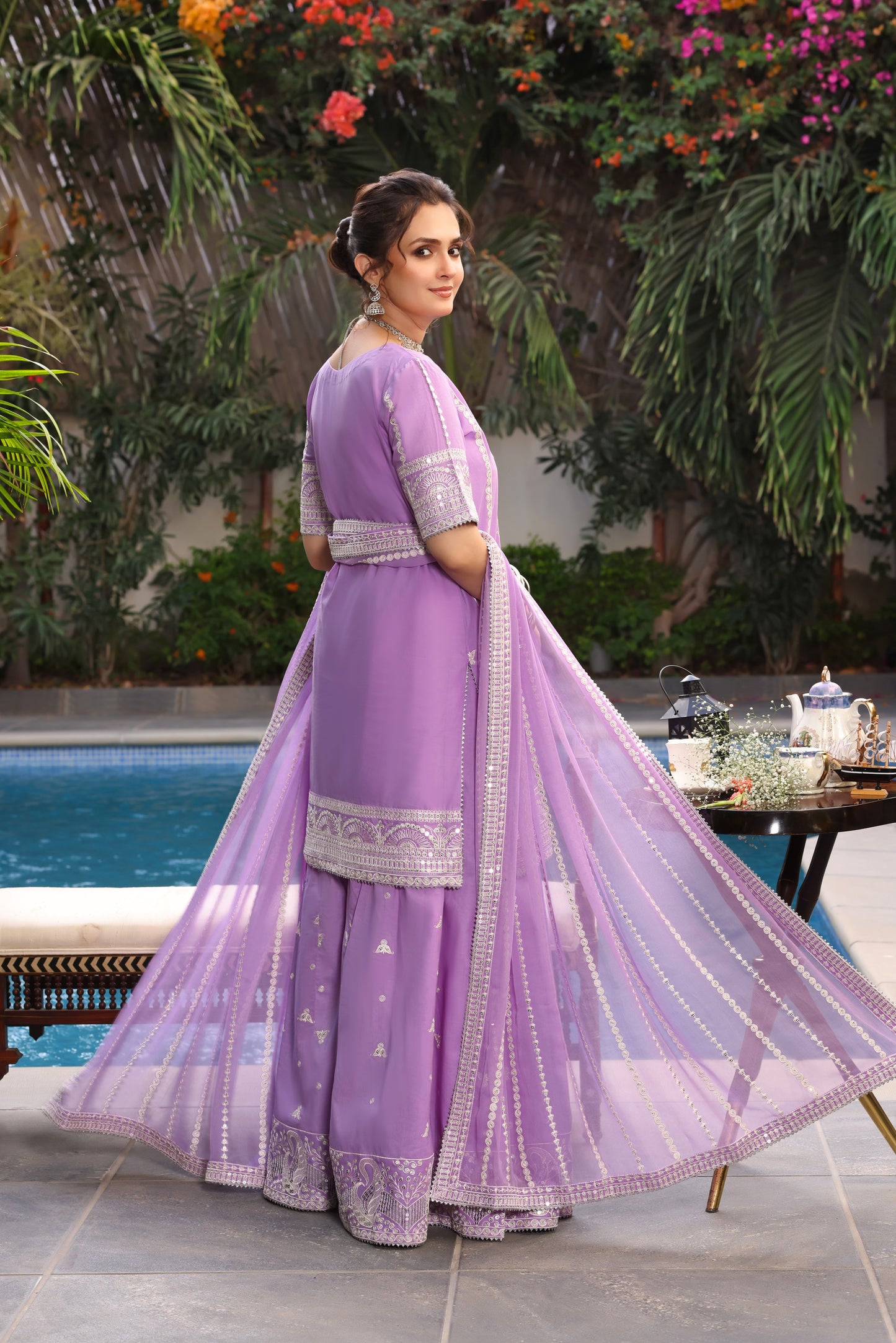 Rs 18500 Aneelas Stitched HALF SLEEVES Raw Silk Emb 3pc Chiffon Duppata [RS-15-A] [Dispatch Time 2 Months]
