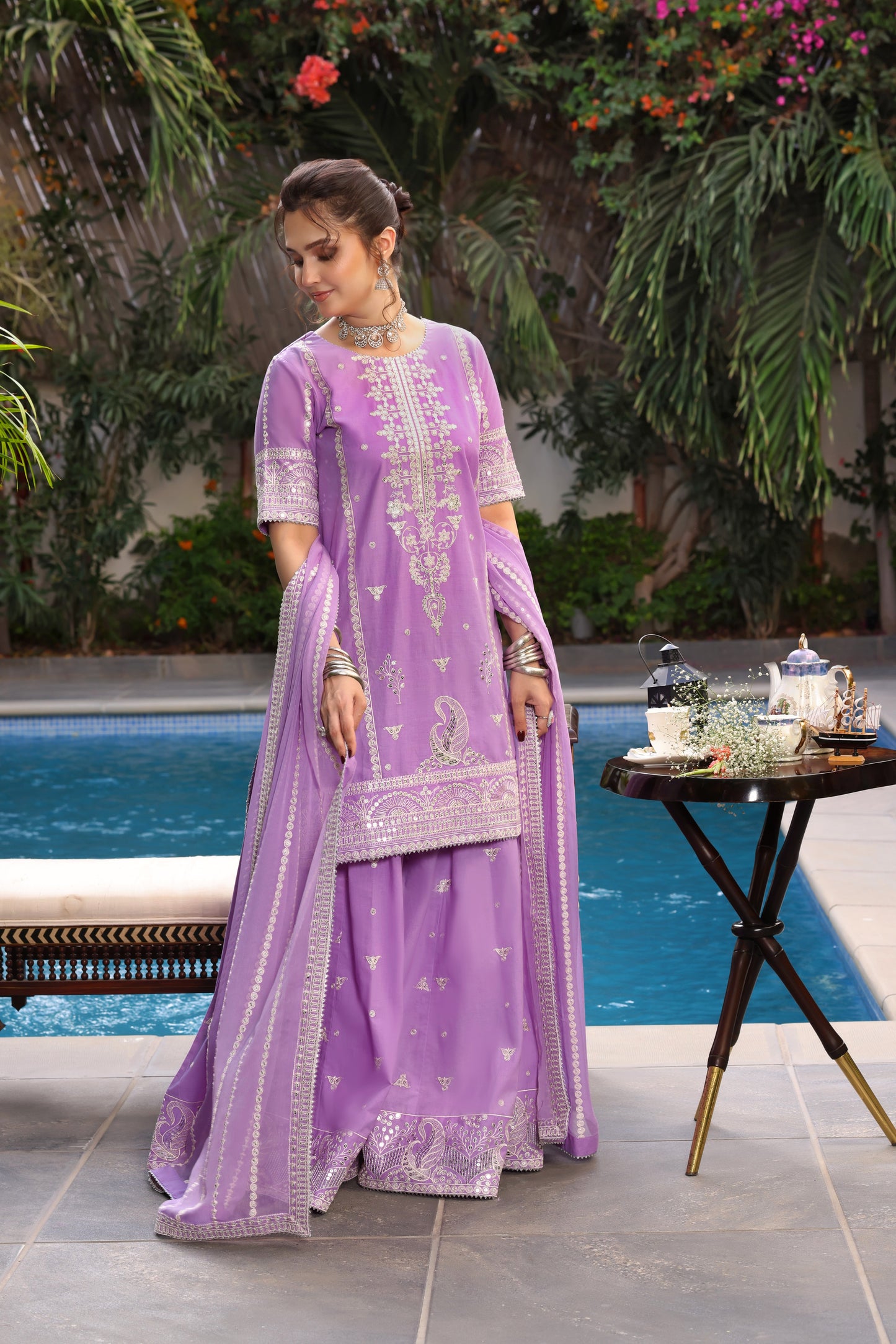 Rs 18500 Aneelas Stitched HALF SLEEVES Raw Silk Emb 3pc Chiffon Duppata [RS-15-A] [Dispatch Time 2 Months]