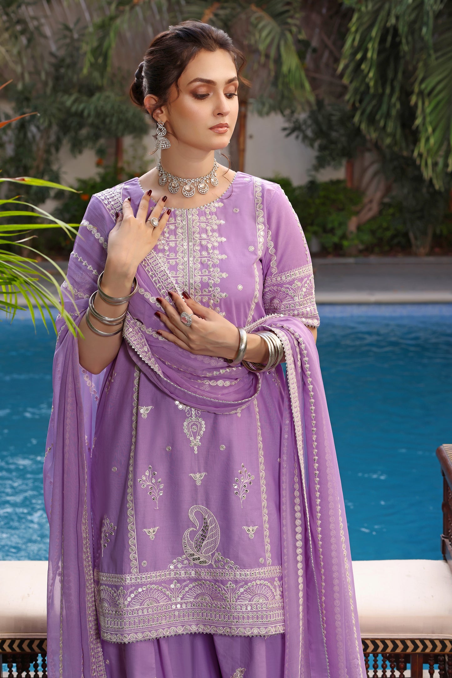 Rs 18500 Aneelas Stitched FULL SLEEVES Raw Silk Emb 3pc Chiffon Duppata [RS-15-B] [Dispatch Time 2 Months]