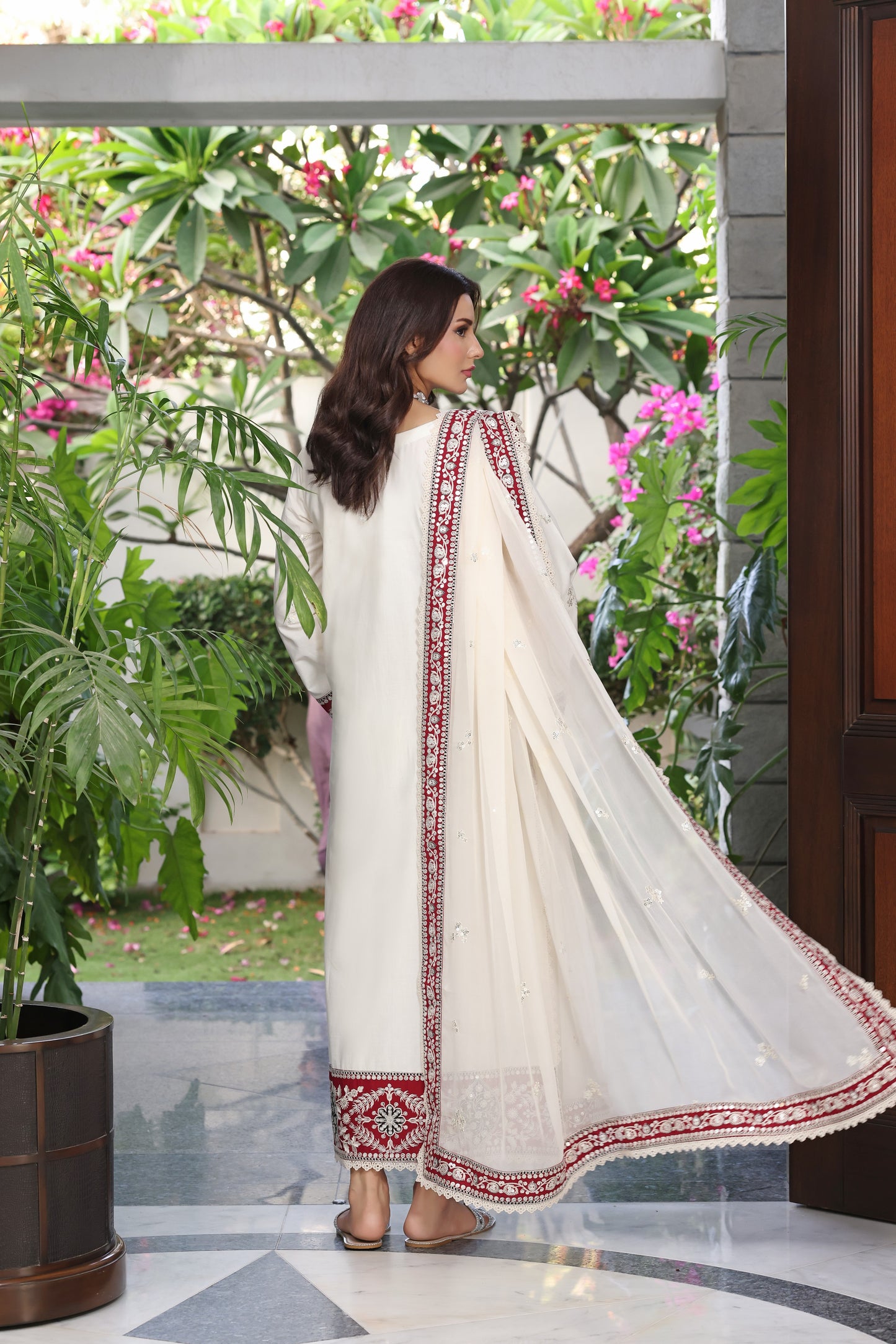 Rs 16500 Aneelas Stitched Lawn Emb 3pc With Chiffon Duppata [SL-13] [Dispatch Time 2 Months]