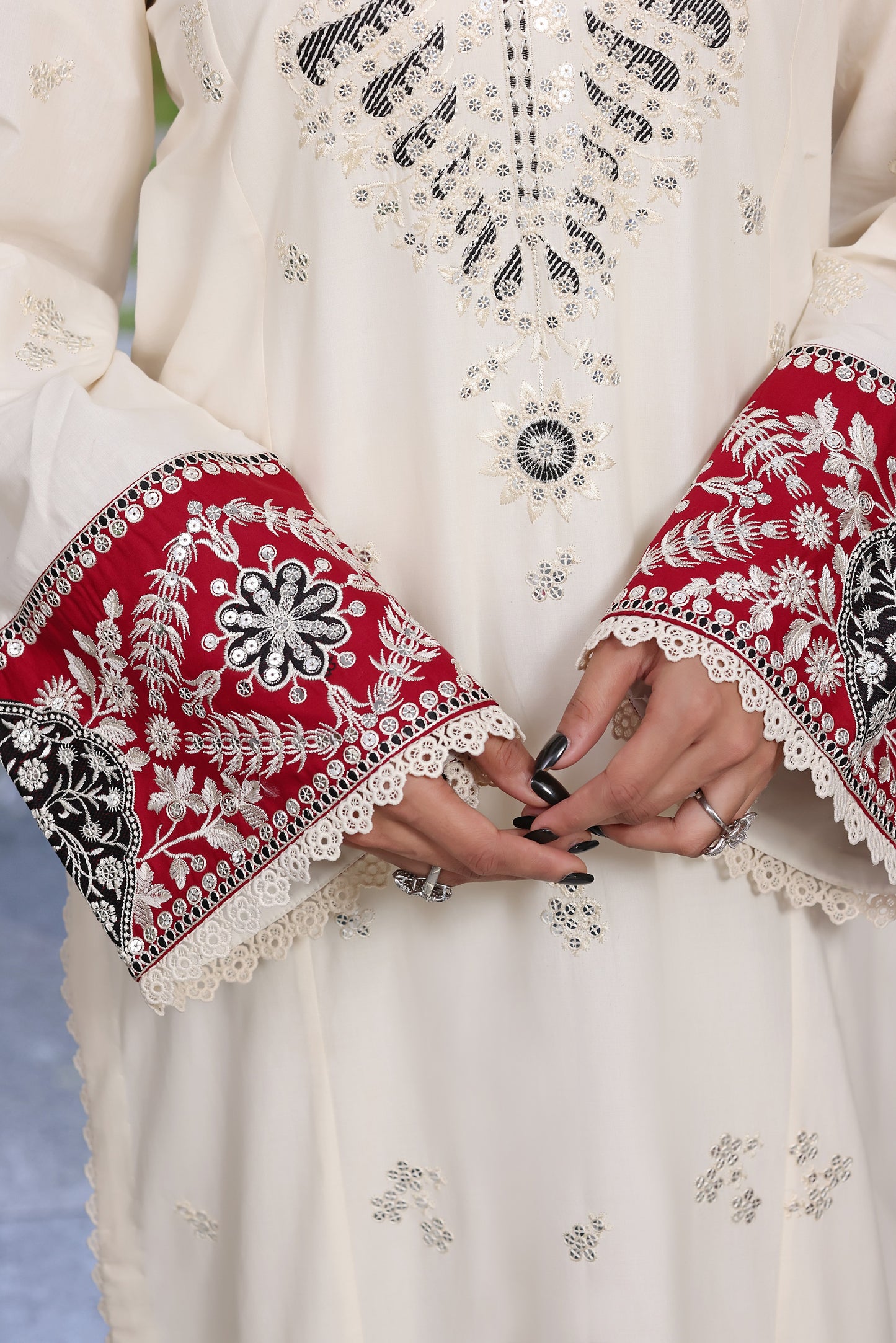 Rs 16500 Aneelas Stitched Lawn Emb 3pc With Chiffon Duppata [SL-13] [Dispatch Time 2 Months]