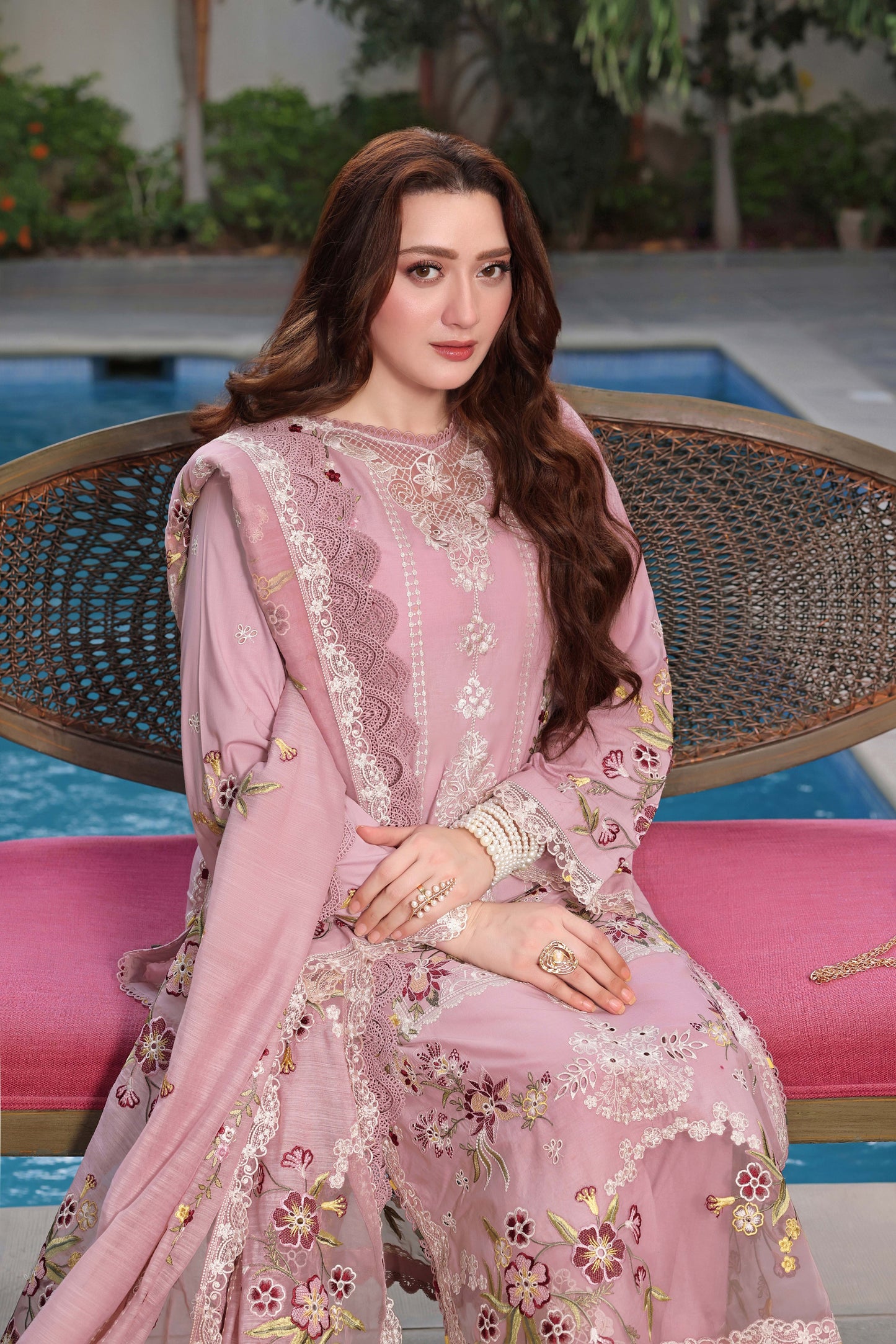 Rs 19400 Aneelas Stitched Lawn Emb 3pc [LUX-26-64] [Dispatch Time 2 Months]