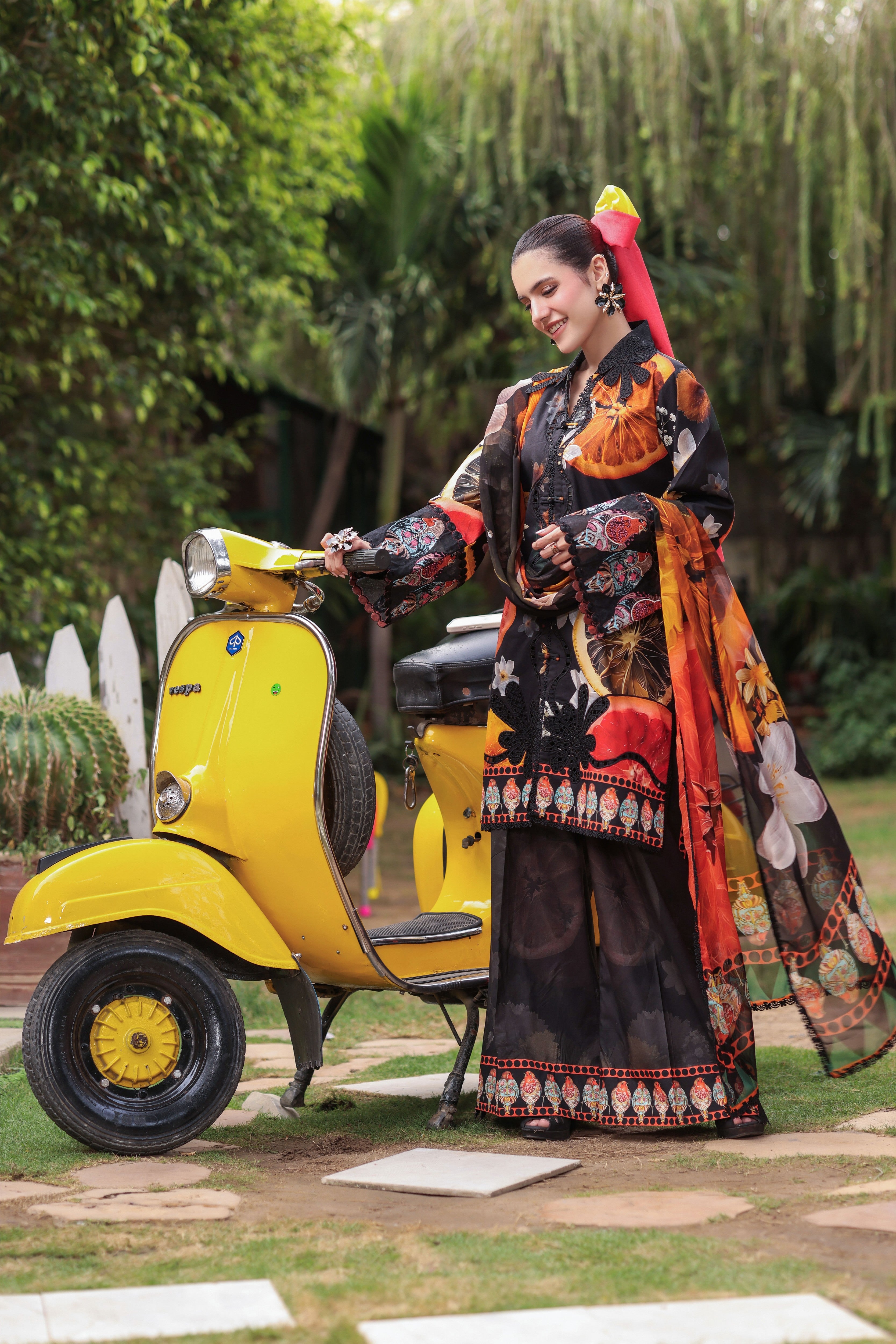 Aneelas Print Emb Viscose 3pc Chiffon Duppata [VC-26-32-A] [Dispatch Time 2 Months]