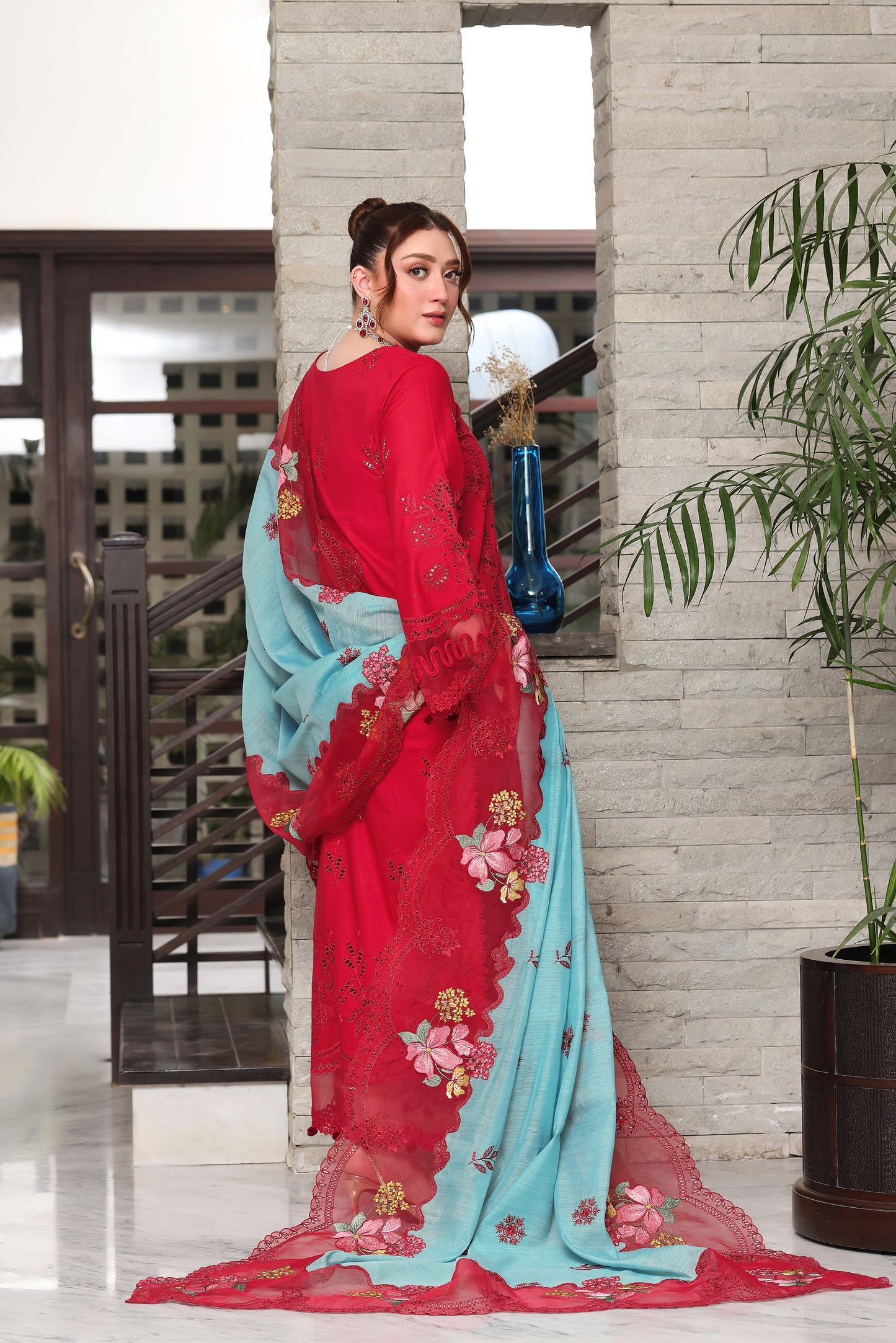Rs 16500 Aneelas Stitched Luxury Lawn Emb 3pc Manar Duppata [LUX-26-79] [Dispatch Time 2 Months]