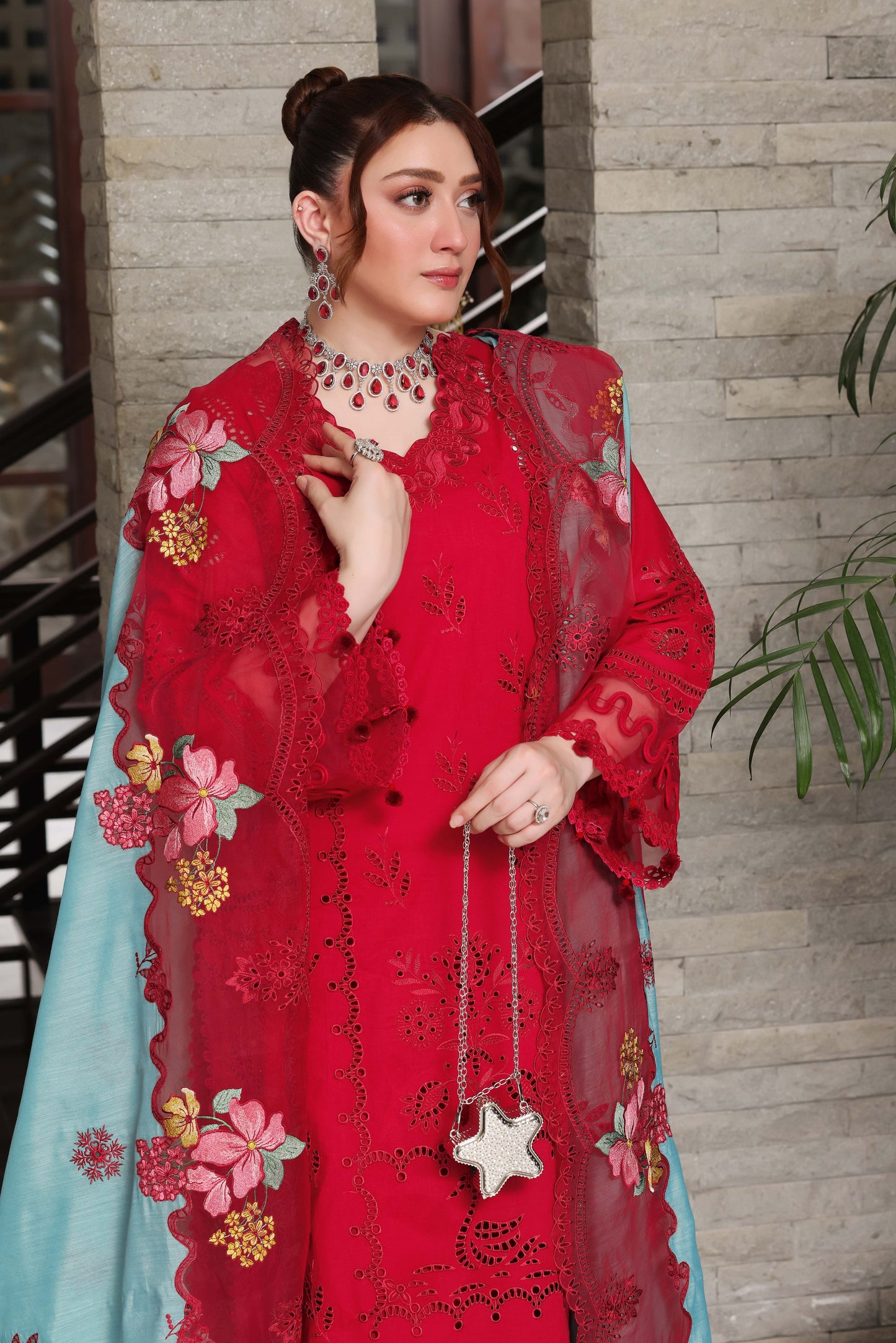 Rs 16500 Aneelas Stitched Luxury Lawn Emb 3pc Manar Duppata [LUX-26-79] [Dispatch Time 2 Months]