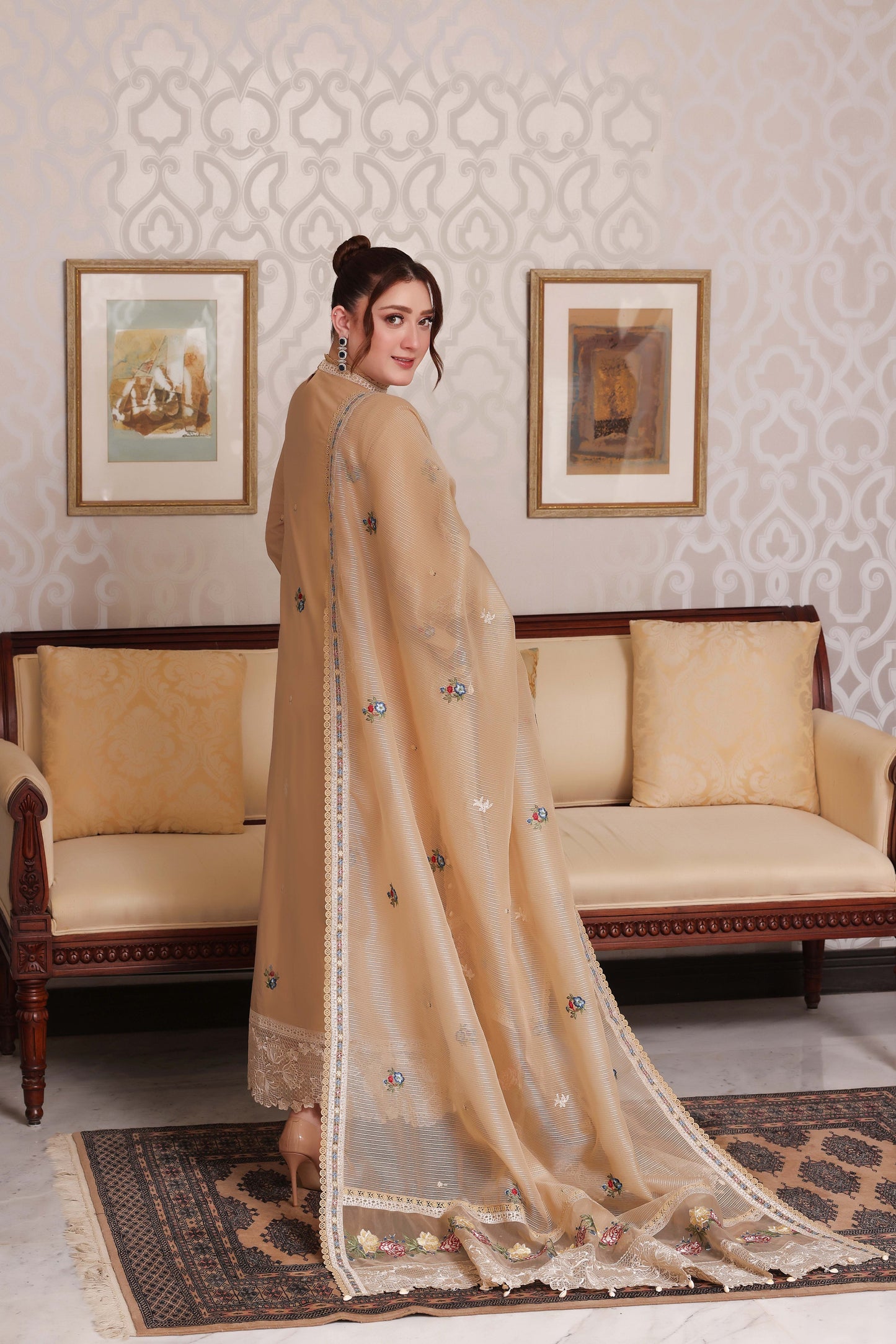 Rs 19500 Aneelas Stitched Luxury Lawn Emb 3pc Chiffon Duppata [LUX-26-72] [Dispatch Time 2 Months]
