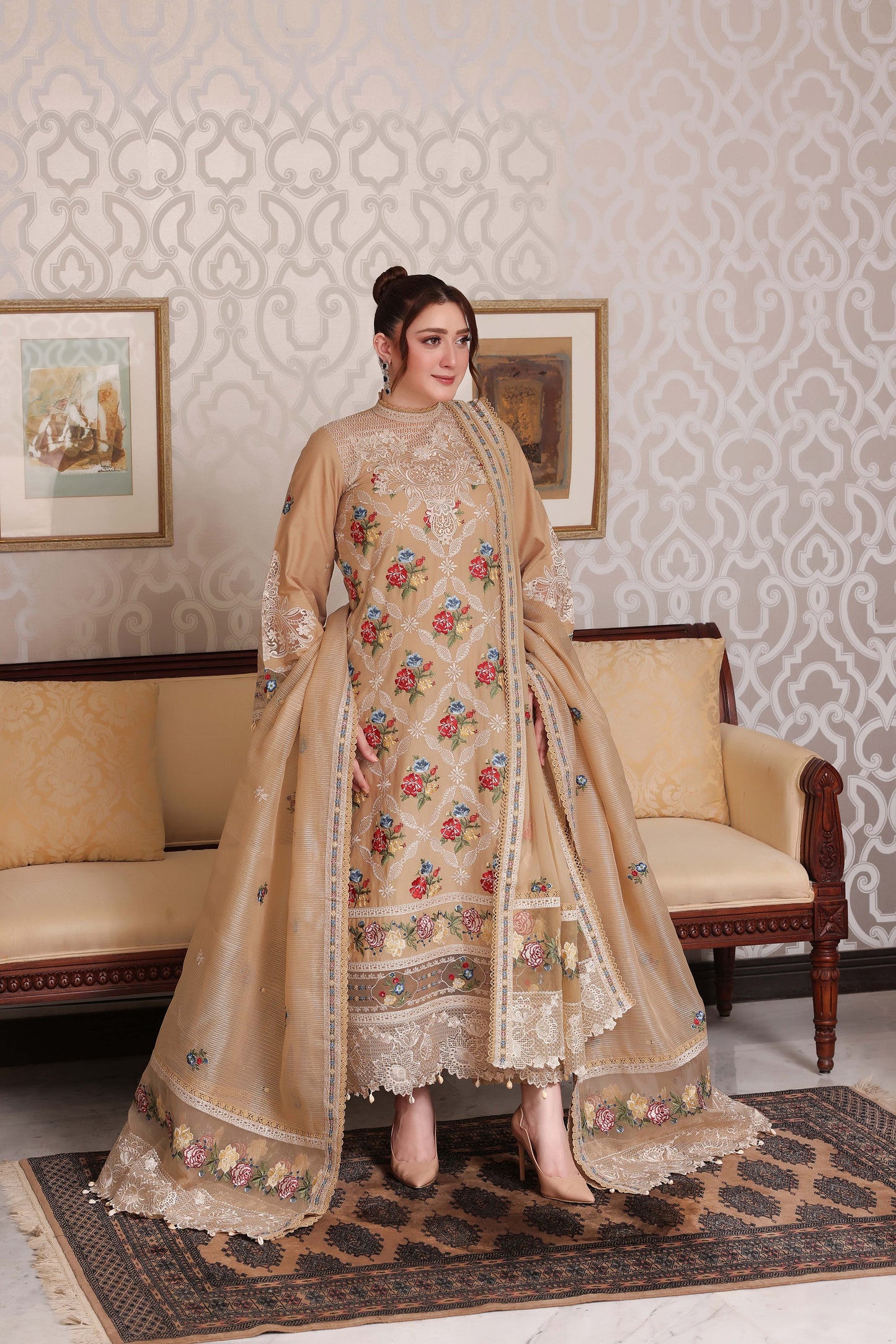 Rs 19500 Aneelas Stitched Luxury Lawn Emb 3pc Chiffon Duppata [LUX-26-72] [Dispatch Time 2 Months]