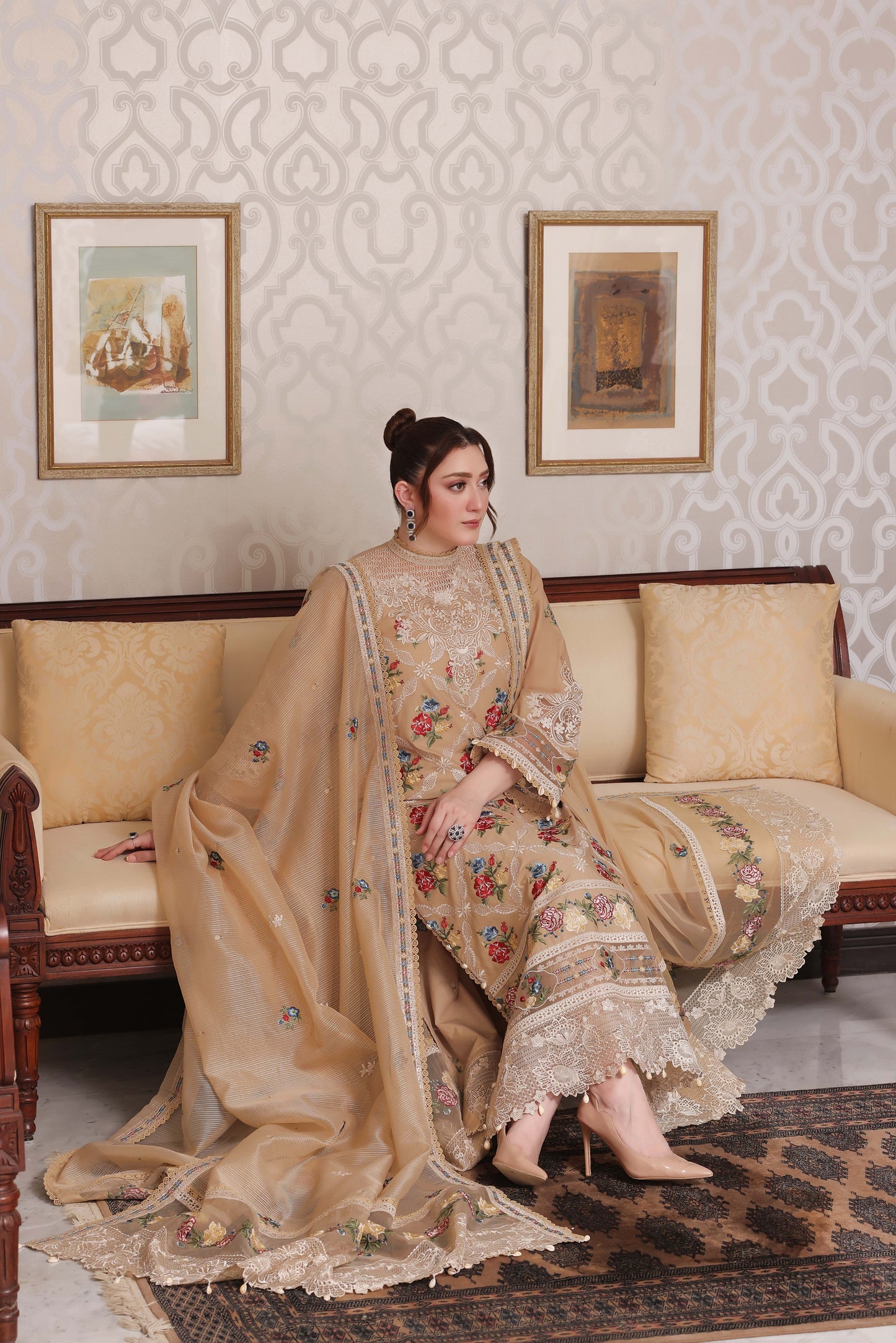 Rs 19500 Aneelas Stitched Luxury Lawn Emb 3pc Chiffon Duppata [LUX-26-72] [Dispatch Time 2 Months]