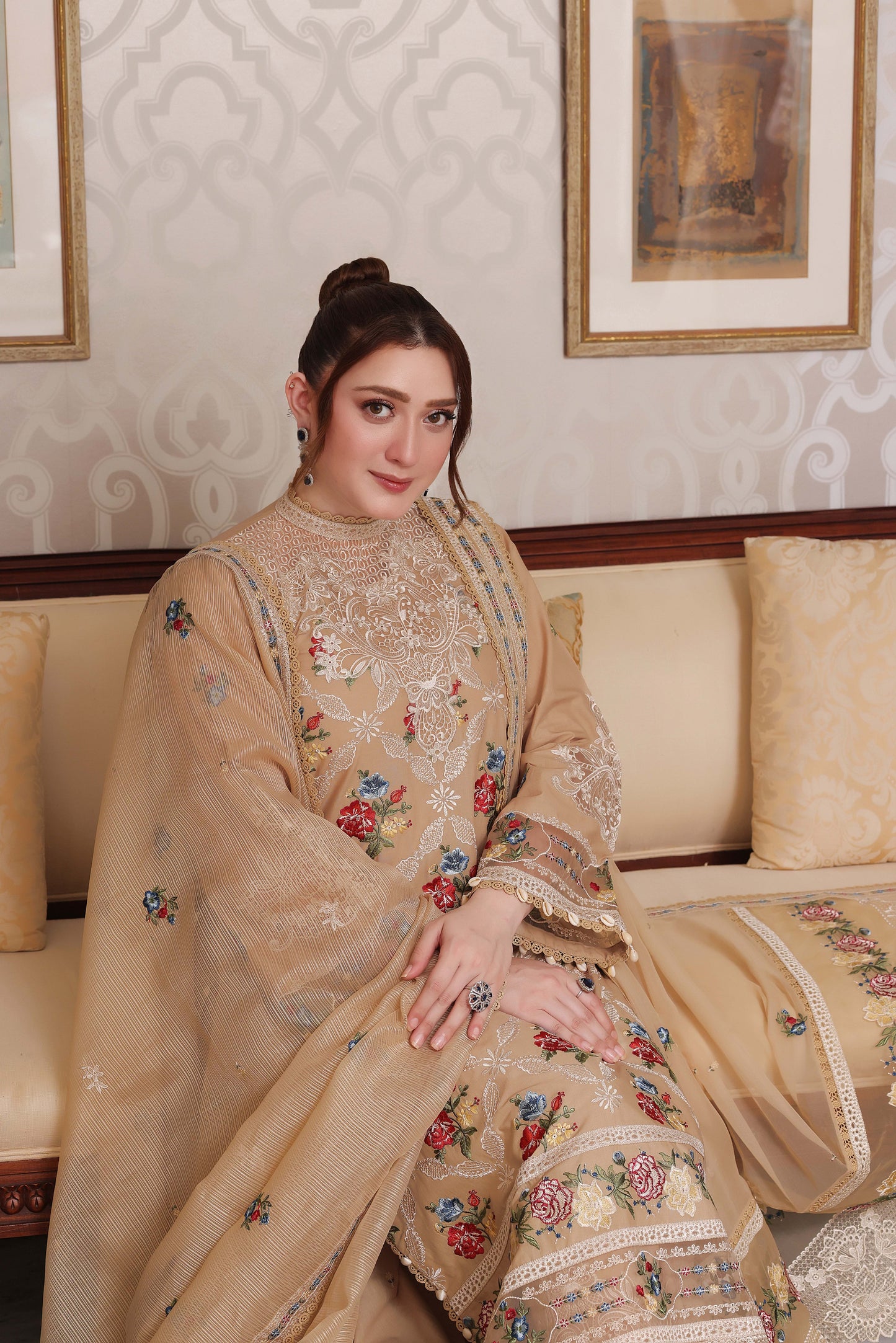 Rs 19500 Aneelas Stitched Luxury Lawn Emb 3pc Chiffon Duppata [LUX-26-72] [Dispatch Time 2 Months]