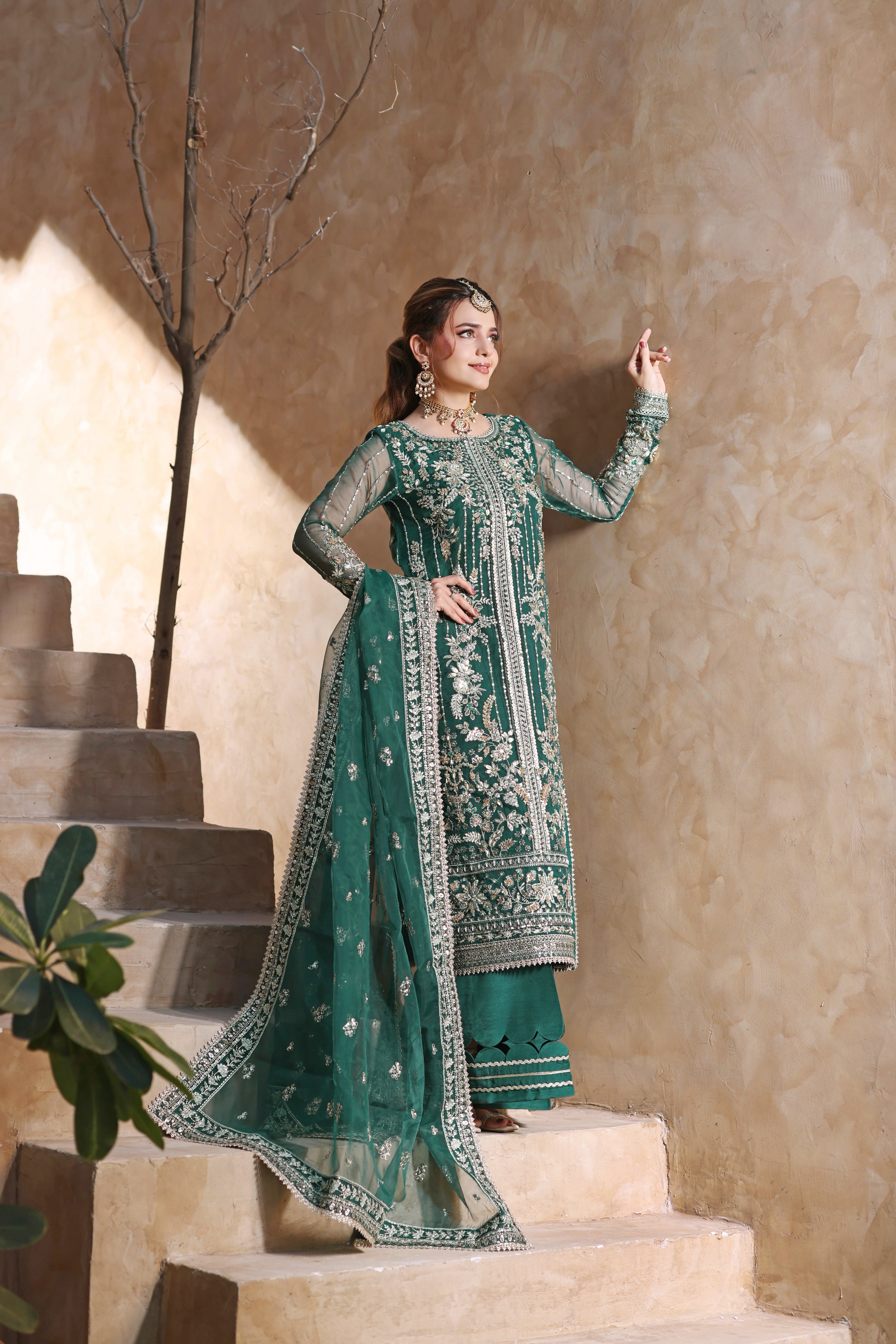 Rs 26000 Aneelas Stitched Bridal Heavy/ Wedding Ada Work Organza 3pc [BR-15] [Dispatch Time 2 Months]
