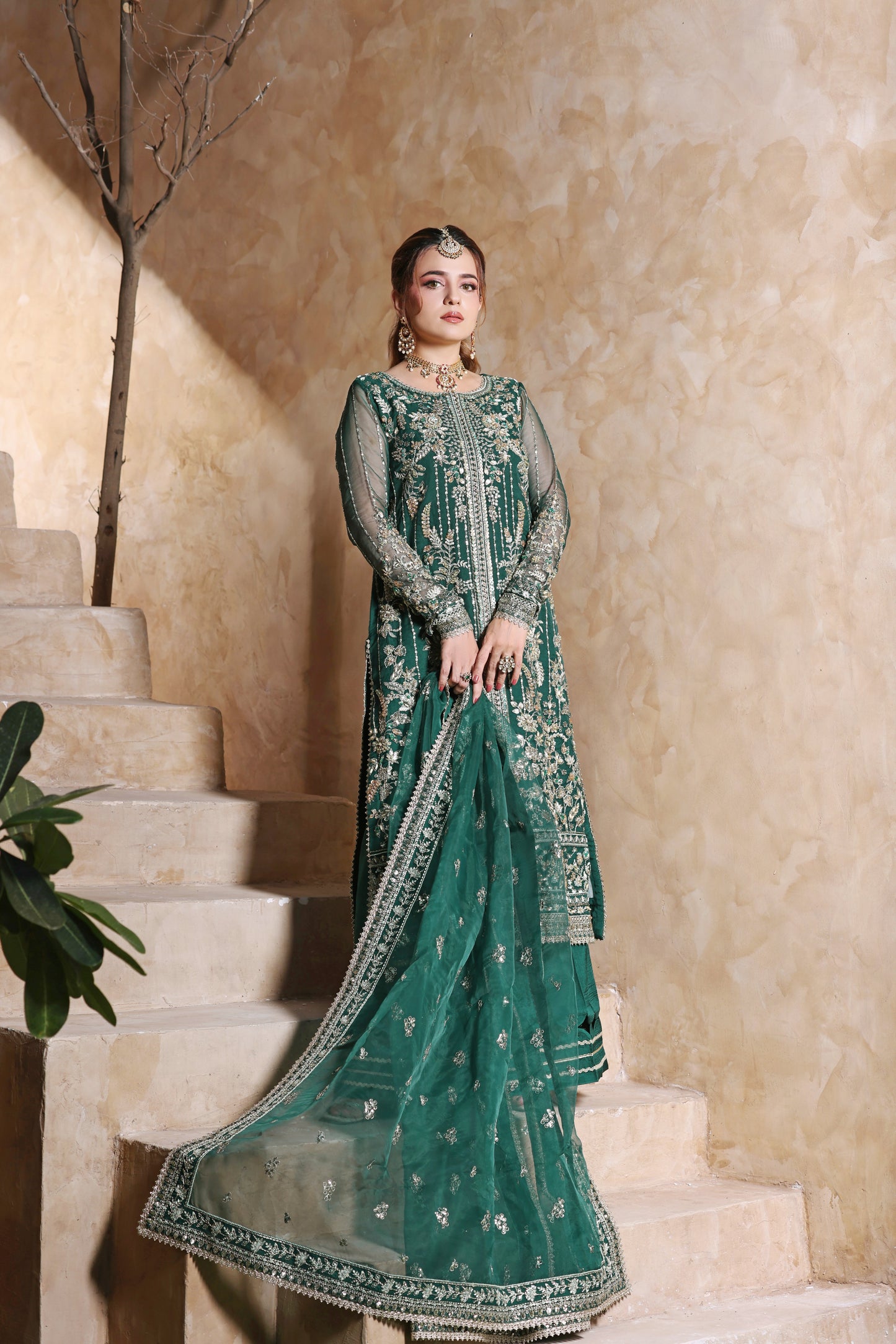 Rs 26000 Aneelas Stitched Bridal Heavy/ Wedding Ada Work Organza 3pc [BR-15] [Dispatch Time 2 Months]