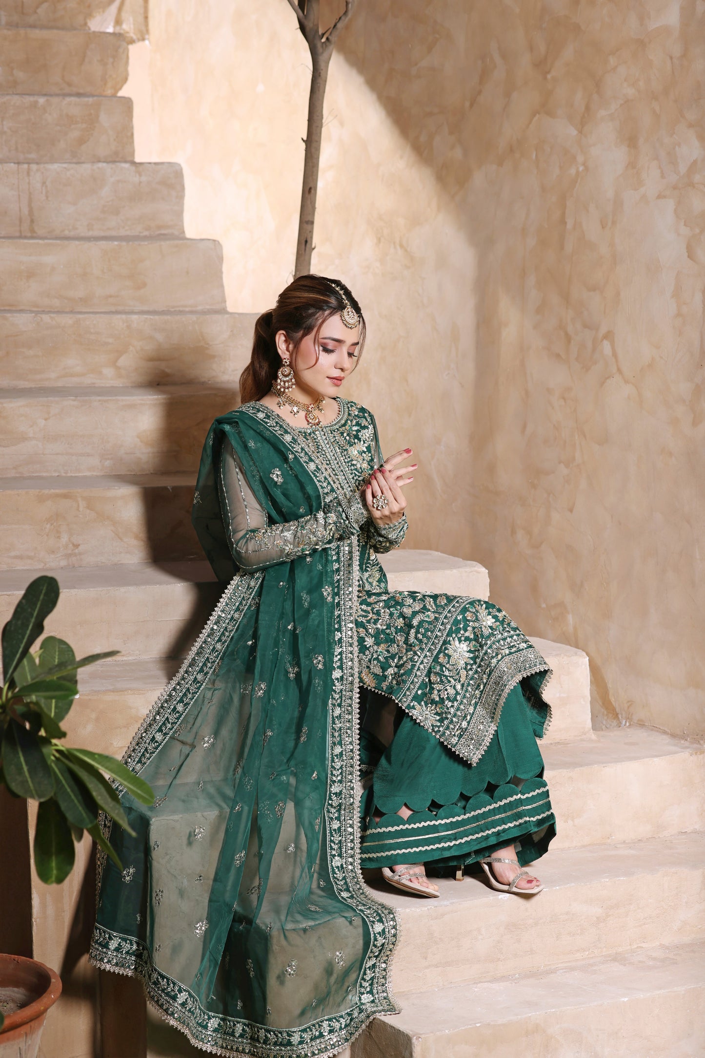 Rs 26000 Aneelas Stitched Bridal Heavy/ Wedding Ada Work Organza 3pc [BR-15] [Dispatch Time 2 Months]