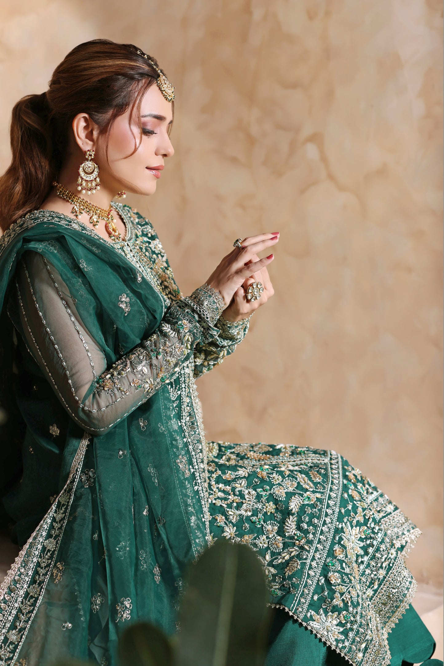 Rs 26000 Aneelas Stitched Bridal Heavy/ Wedding Ada Work Organza 3pc [BR-15] [Dispatch Time 2 Months]