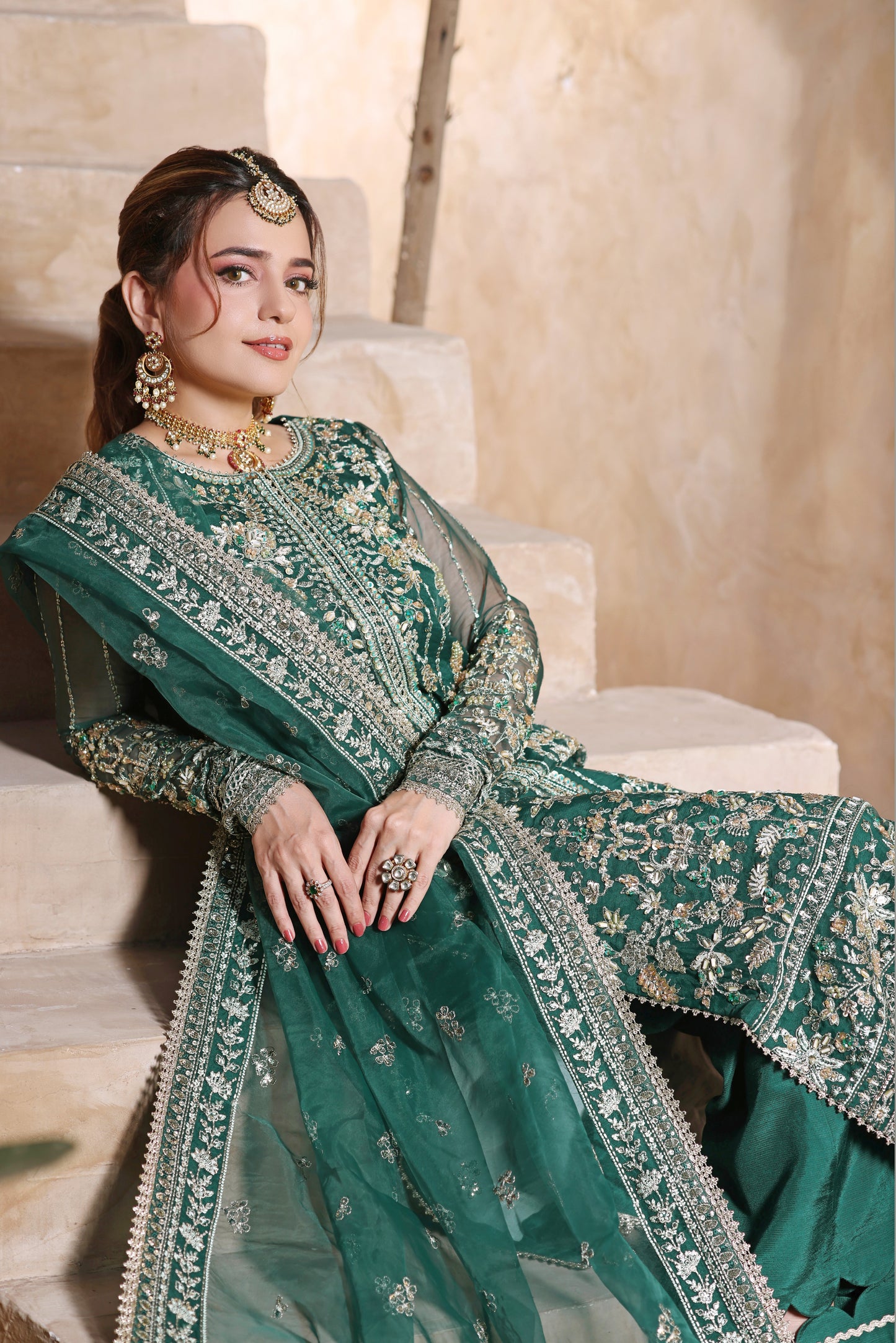 Rs 26000 Aneelas Stitched Bridal Heavy/ Wedding Ada Work Organza 3pc [BR-15] [Dispatch Time 2 Months]