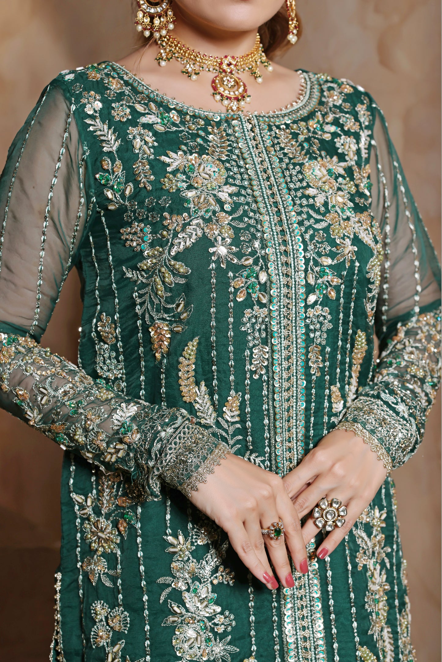 Rs 26000 Aneelas Stitched Bridal Heavy/ Wedding Ada Work Organza 3pc [BR-15] [Dispatch Time 2 Months]