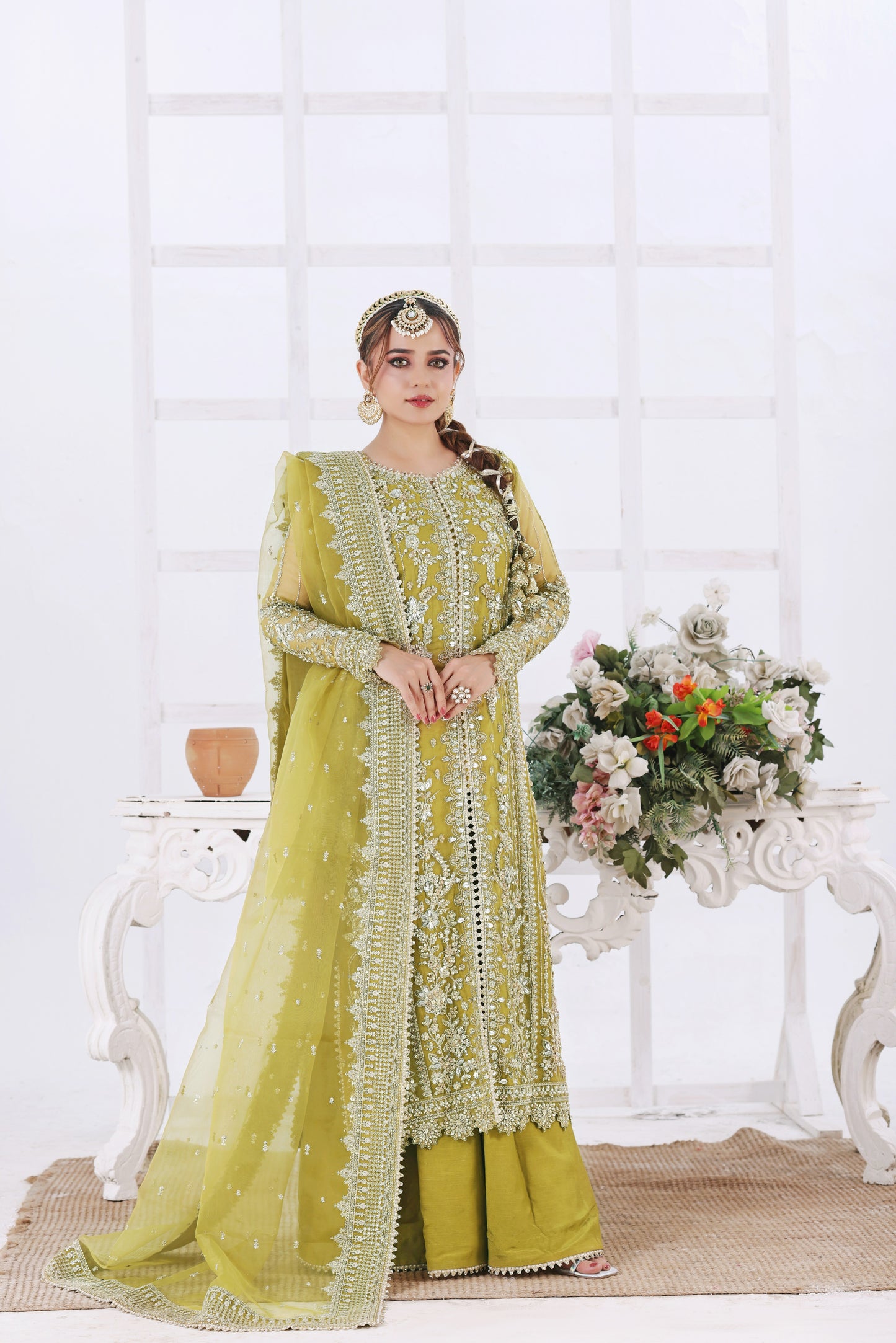 Rs 29500 Aneelas Stitched Bridal Ada Work Emb Organza 3pc [BR-18] [Dispatch Time 2 Months]