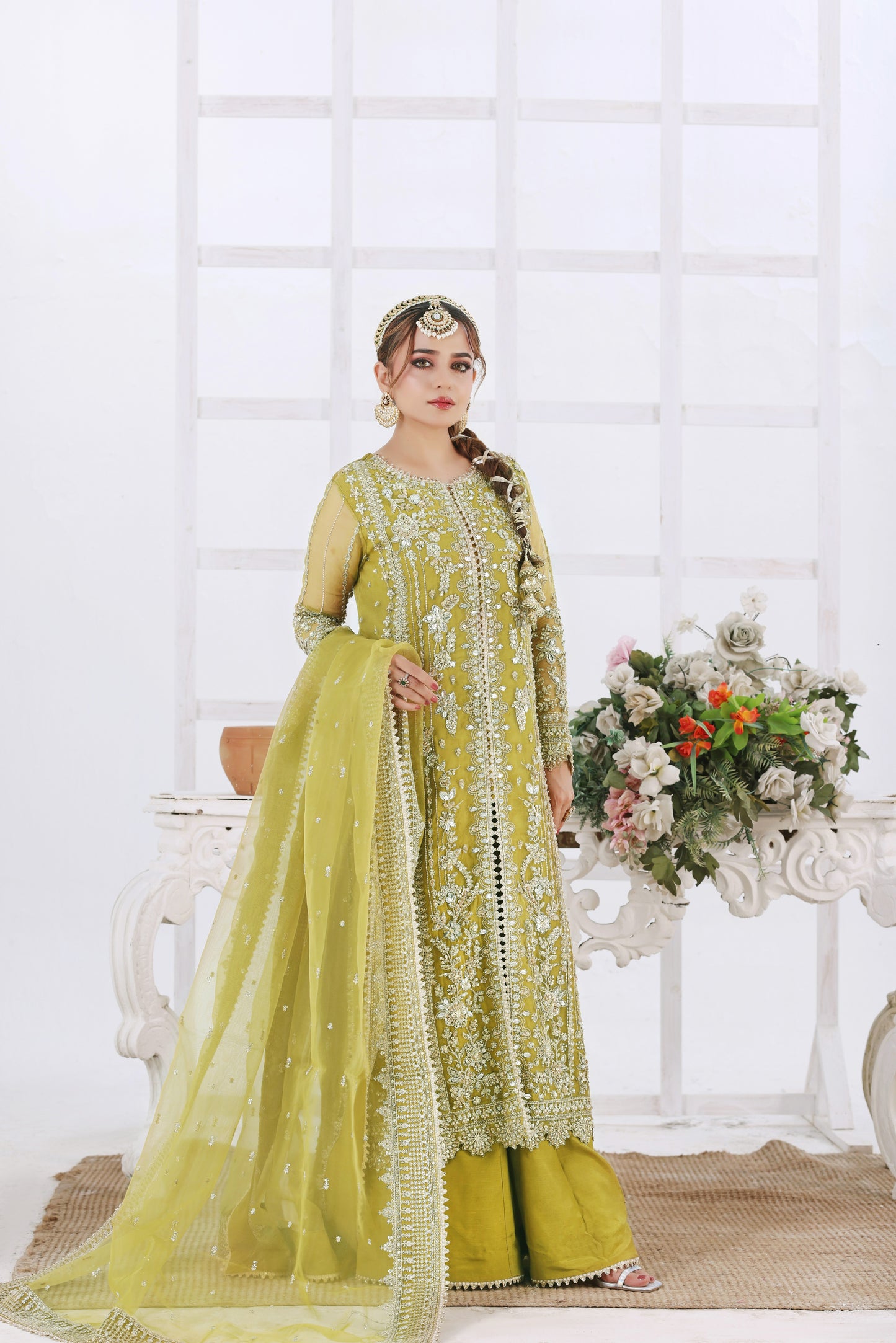 Rs 29500 Aneelas Stitched Bridal Ada Work Emb Organza 3pc [BR-18] [Dispatch Time 2 Months]