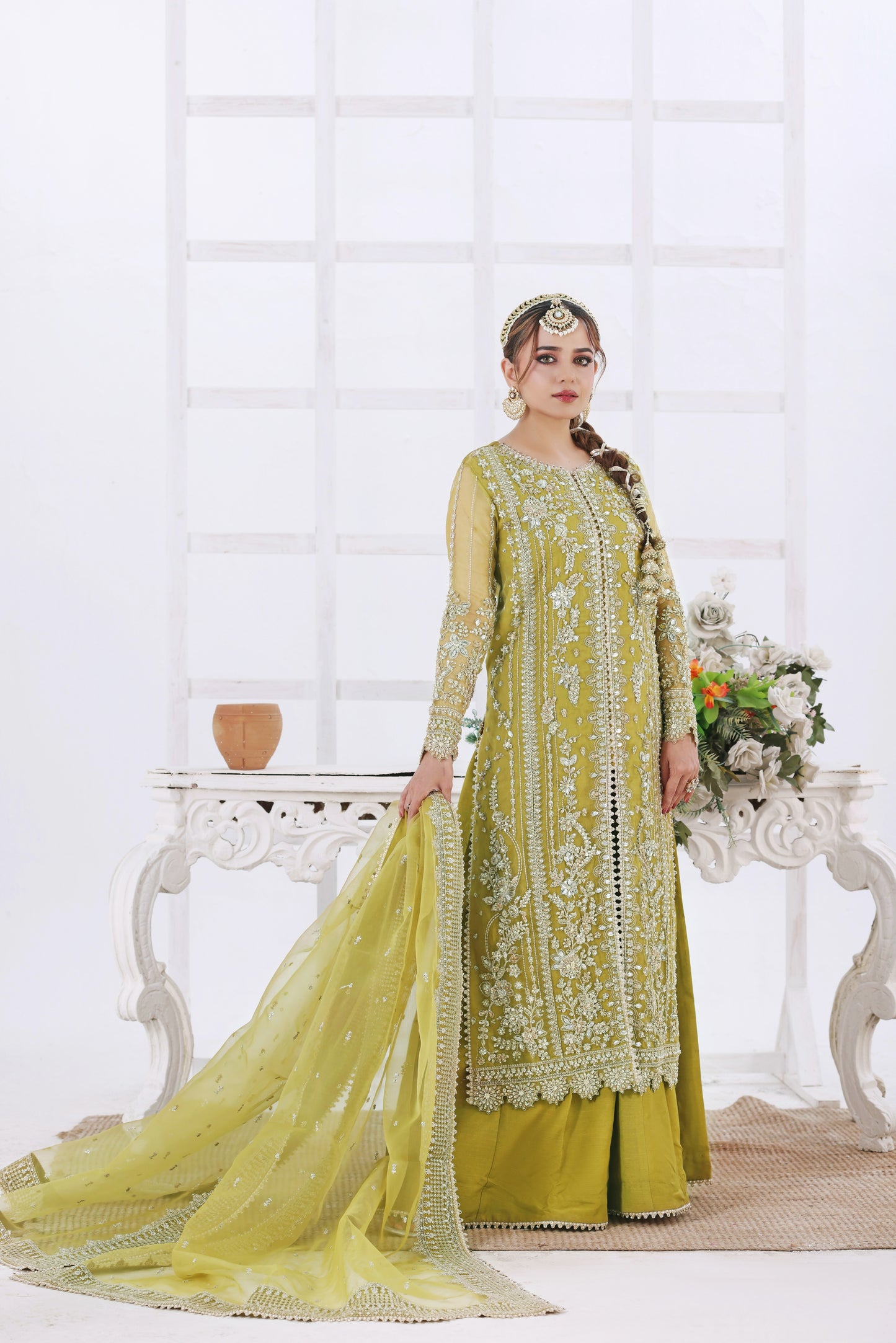 Rs 29500 Aneelas Stitched Bridal Ada Work Emb Organza 3pc [BR-18] [Dispatch Time 2 Months]