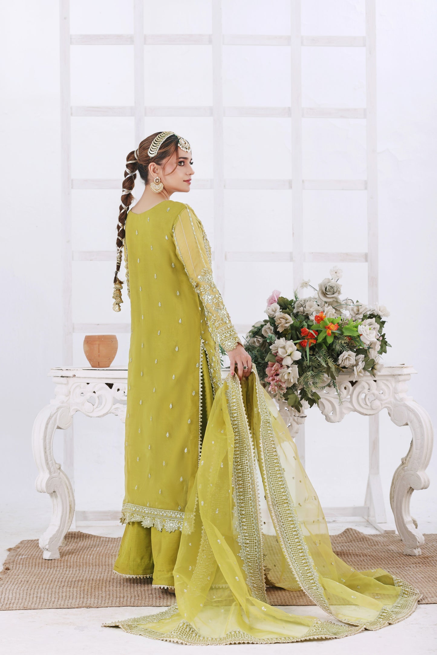 Rs 29500 Aneelas Stitched Bridal Ada Work Emb Organza 3pc [BR-18] [Dispatch Time 2 Months]