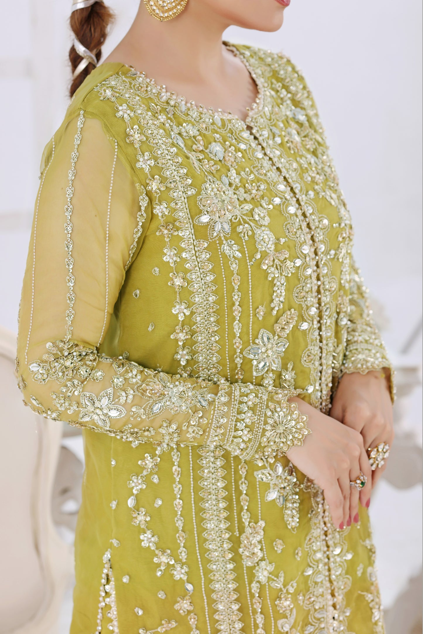 Rs 29500 Aneelas Stitched Bridal Ada Work Emb Organza 3pc [BR-18] [Dispatch Time 2 Months]