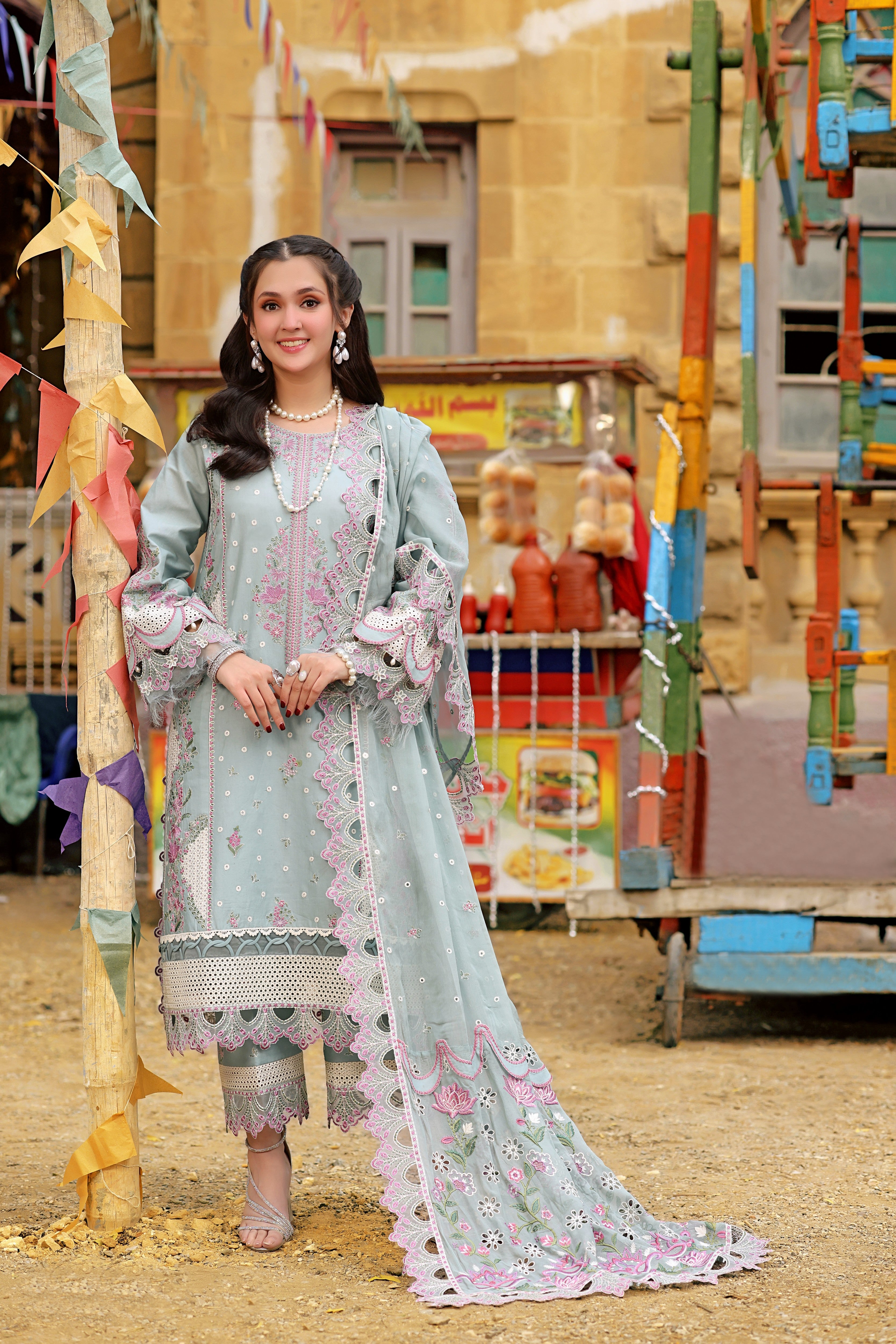 Rs 17500 Aneelas Stitched Lawn Emb 3pc [LUX-26-11] [Dispatch time 2 Months]
