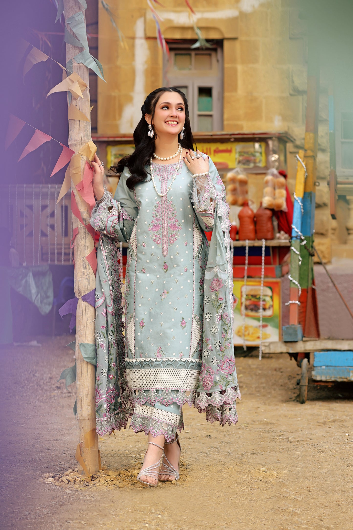 Rs 17500 Aneelas Stitched Lawn Emb 3pc [LUX-26-11] [Dispatch time 2 Months]