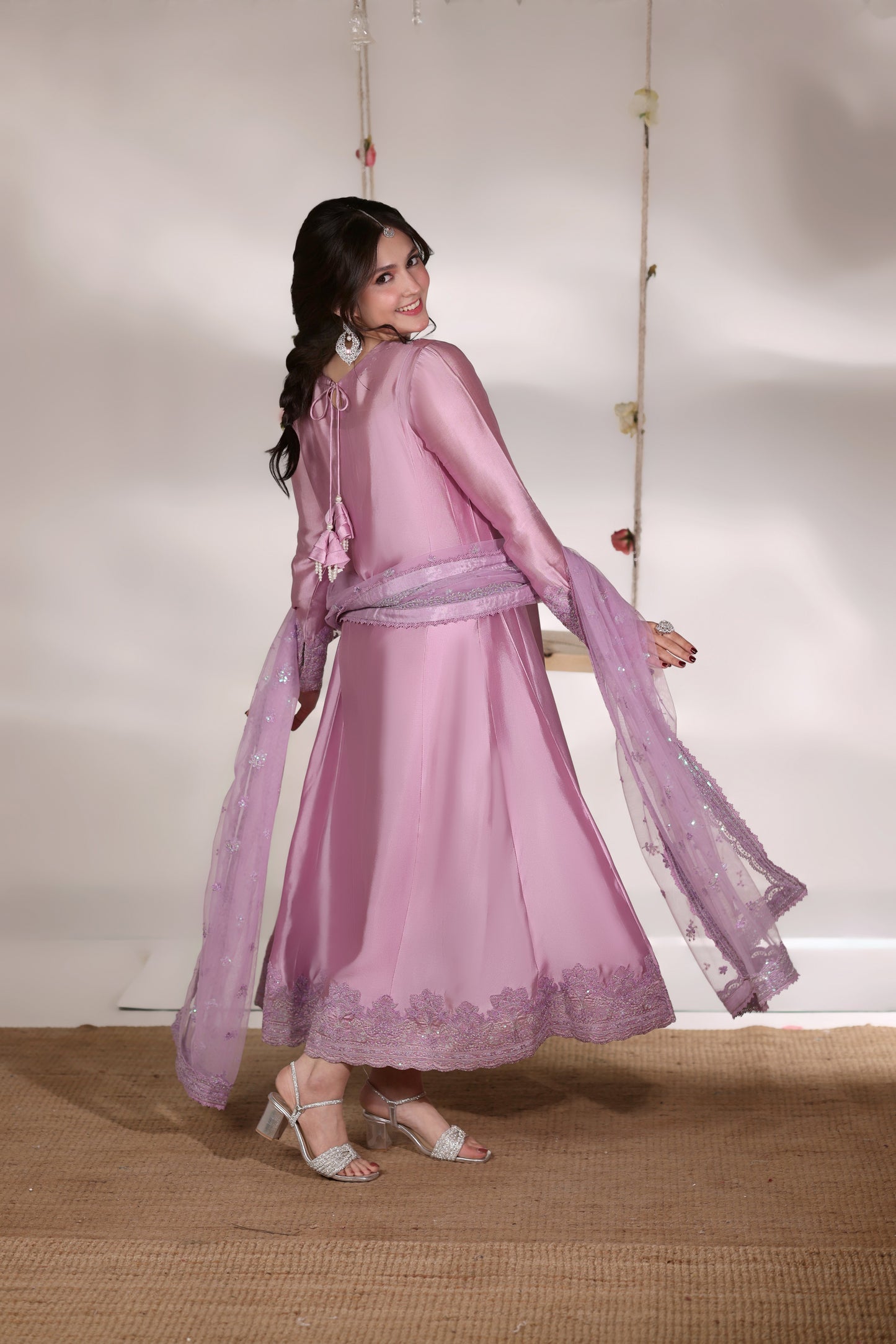 Rs 16500 Aneelas Stitched Tussel Silk Emb Frock 3pc [EID-09] [Dispatch Time 2 Months]