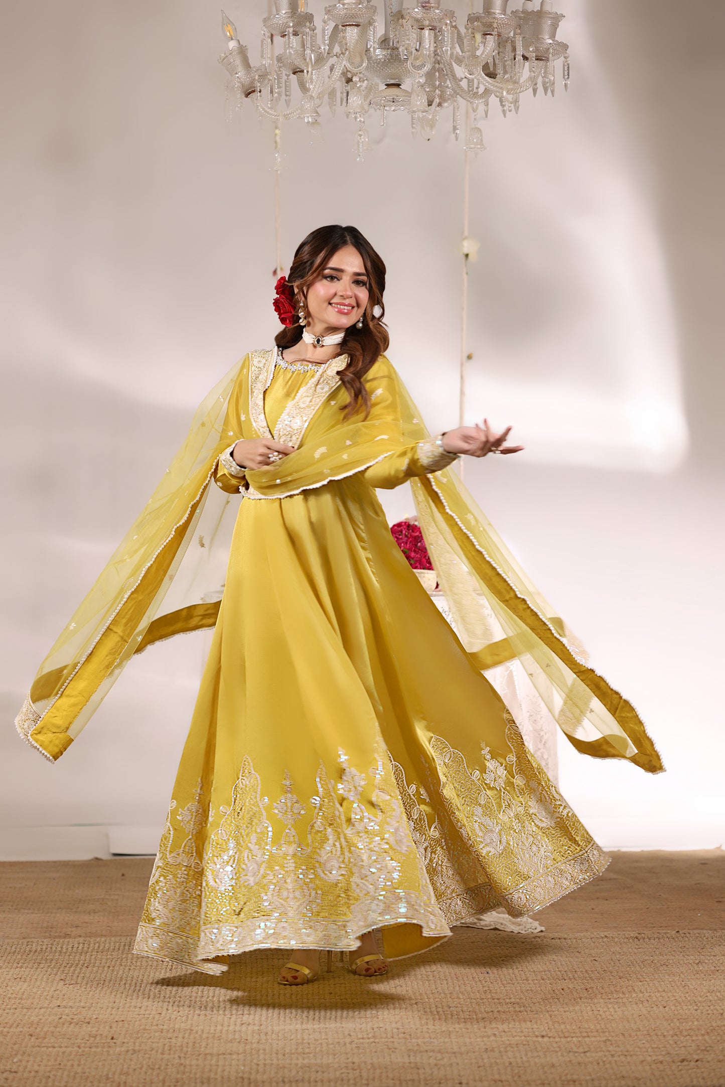 Rs 28500 Aneelas Stitched Tussel Silk Emb Frock 3pc [RS-13] [Dispatch Time 2.5 Months]