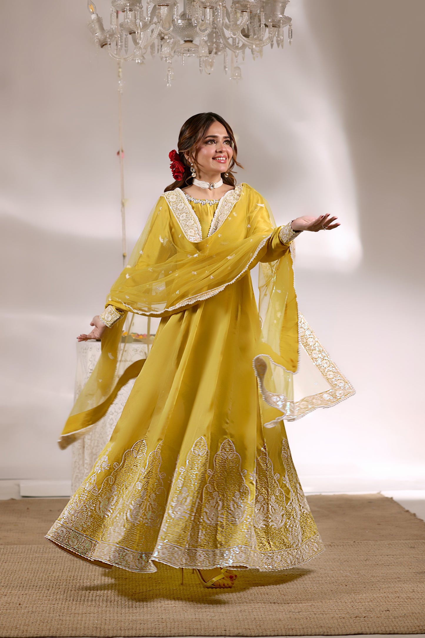 Rs 28500 Aneelas Stitched Tussel Silk Emb Frock 3pc [RS-13] [Dispatch Time 2.5 Months]