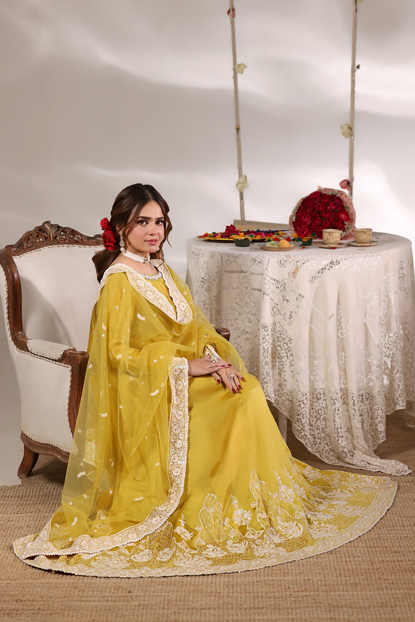 Rs 28500 Aneelas Stitched Tussel Silk Emb Frock 3pc [RS-13] [Dispatch Time 2.5 Months]