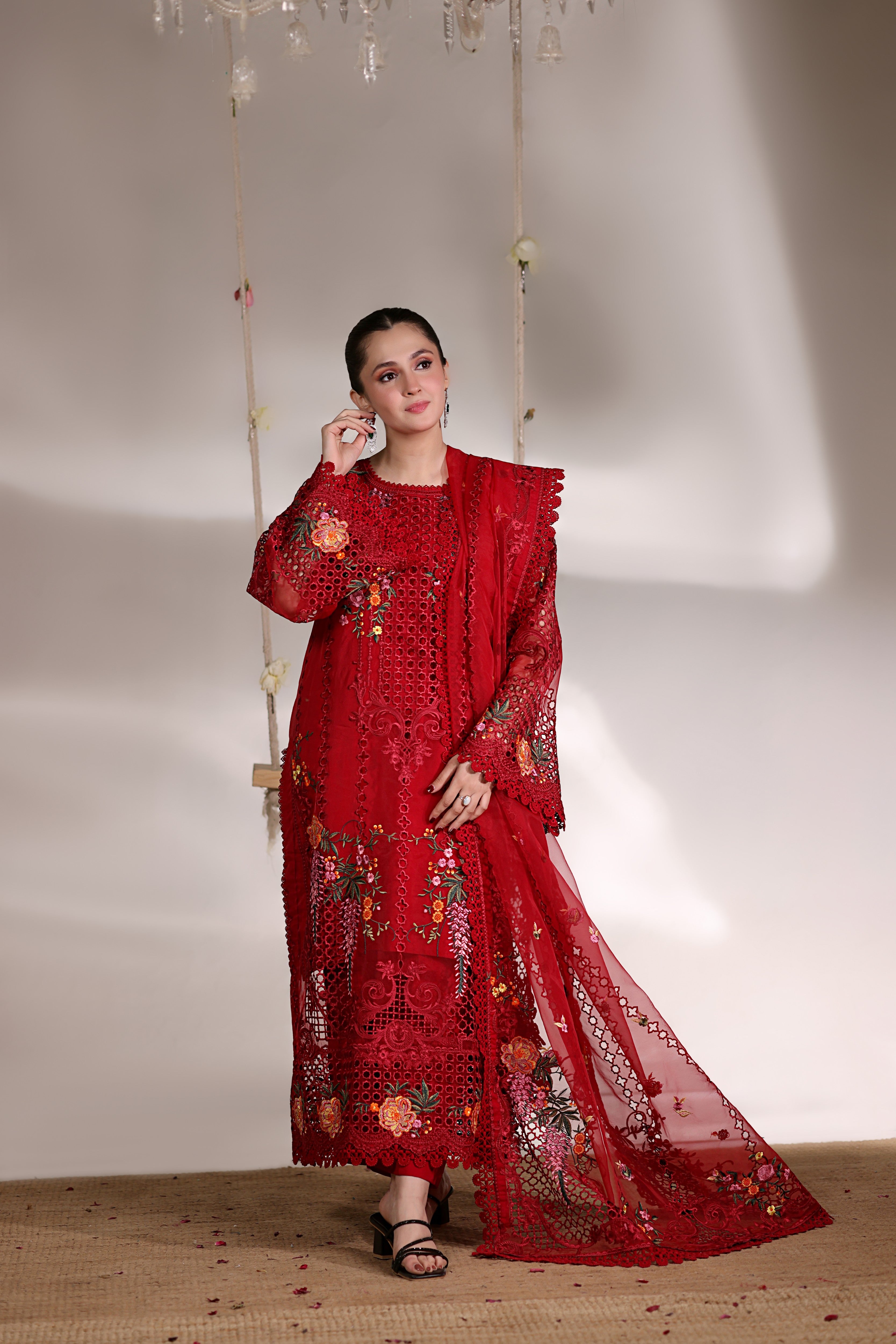 Rs 19000 Aneelas Stitched Party Wear Organza Emb 4pc [OR-05] [Dispatch Time 2 Month]