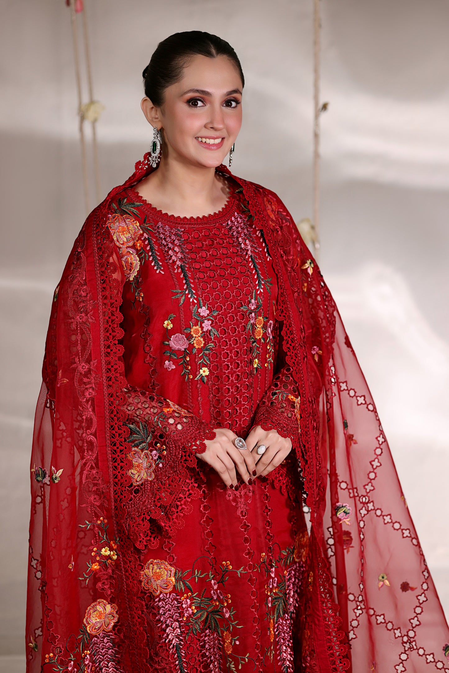 Rs 19000 Aneelas Stitched Party Wear Organza Emb 4pc [OR-05] [Dispatch Time 2 Month]