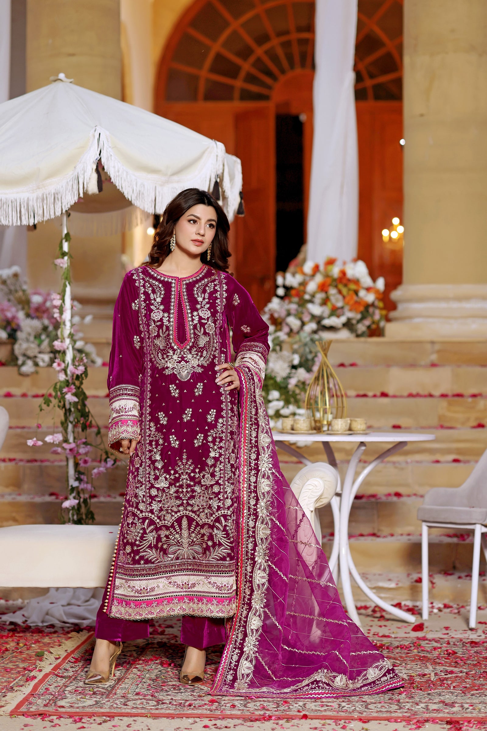 Rs 9500 Aneelas lawn Emb 3 piece stitched [Dispatch time 25th May] ~ [Chest 19] [Length 45] SMALL main image 1