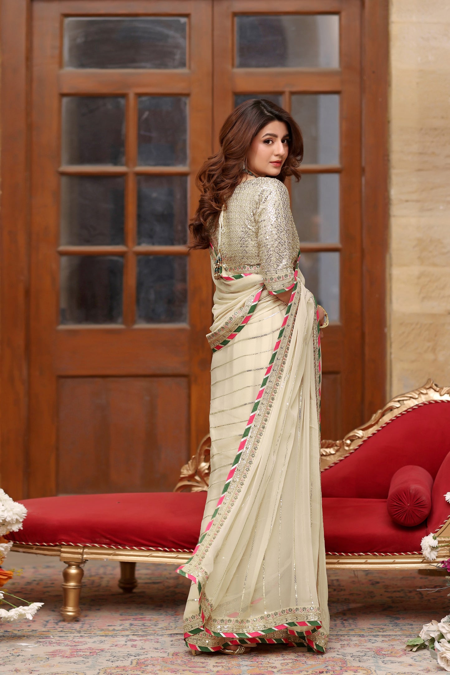 Rs 24500 Aneelas Stitched Chiffon Saree [SAR-01] [Dispatch Time 2 Months] [ CHOLI LENGHT ]