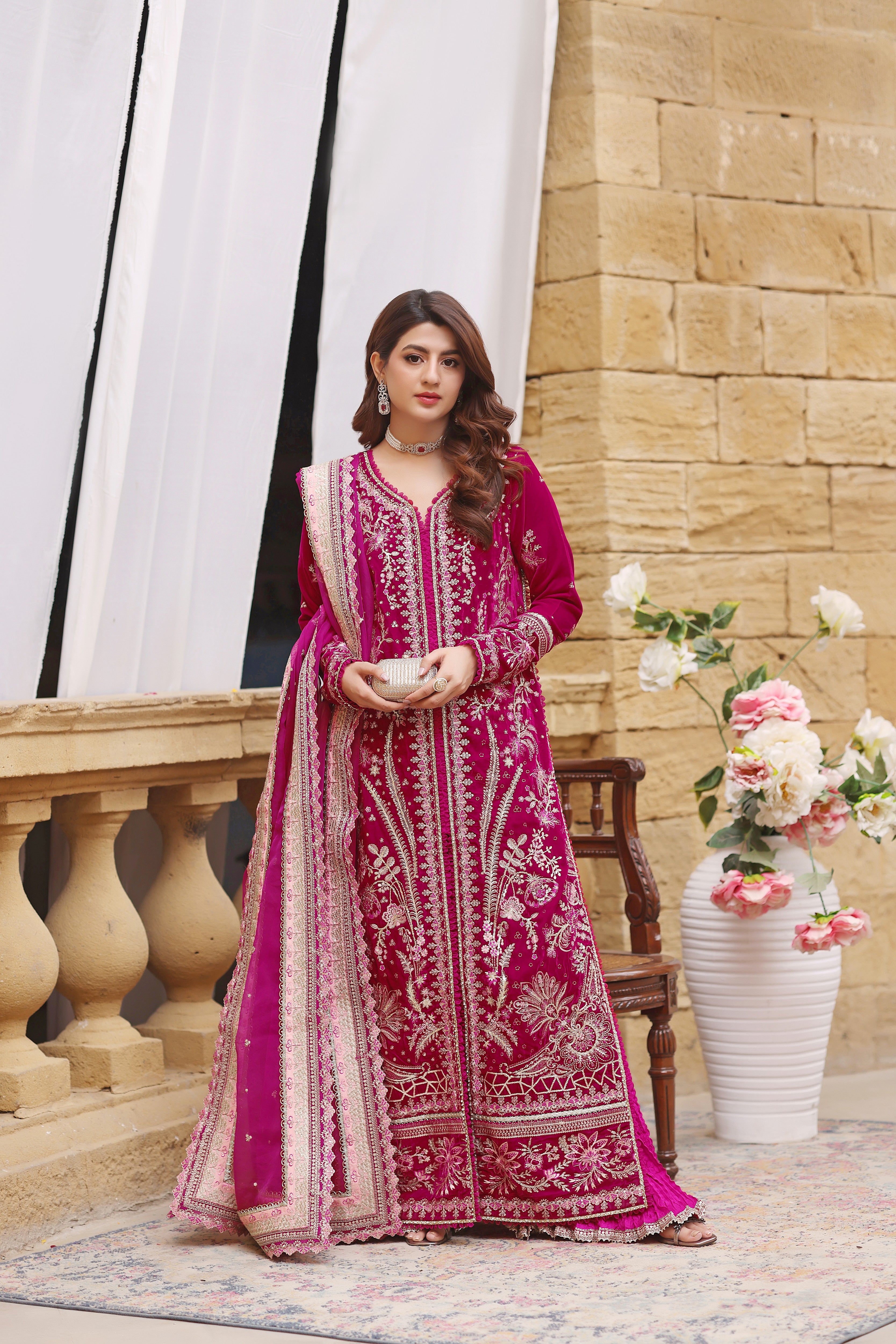 Rs 22500 Aneelas Stiched Velvet Heavy Emb 3pc [VT-14] [Dispatch Time 45 Days]