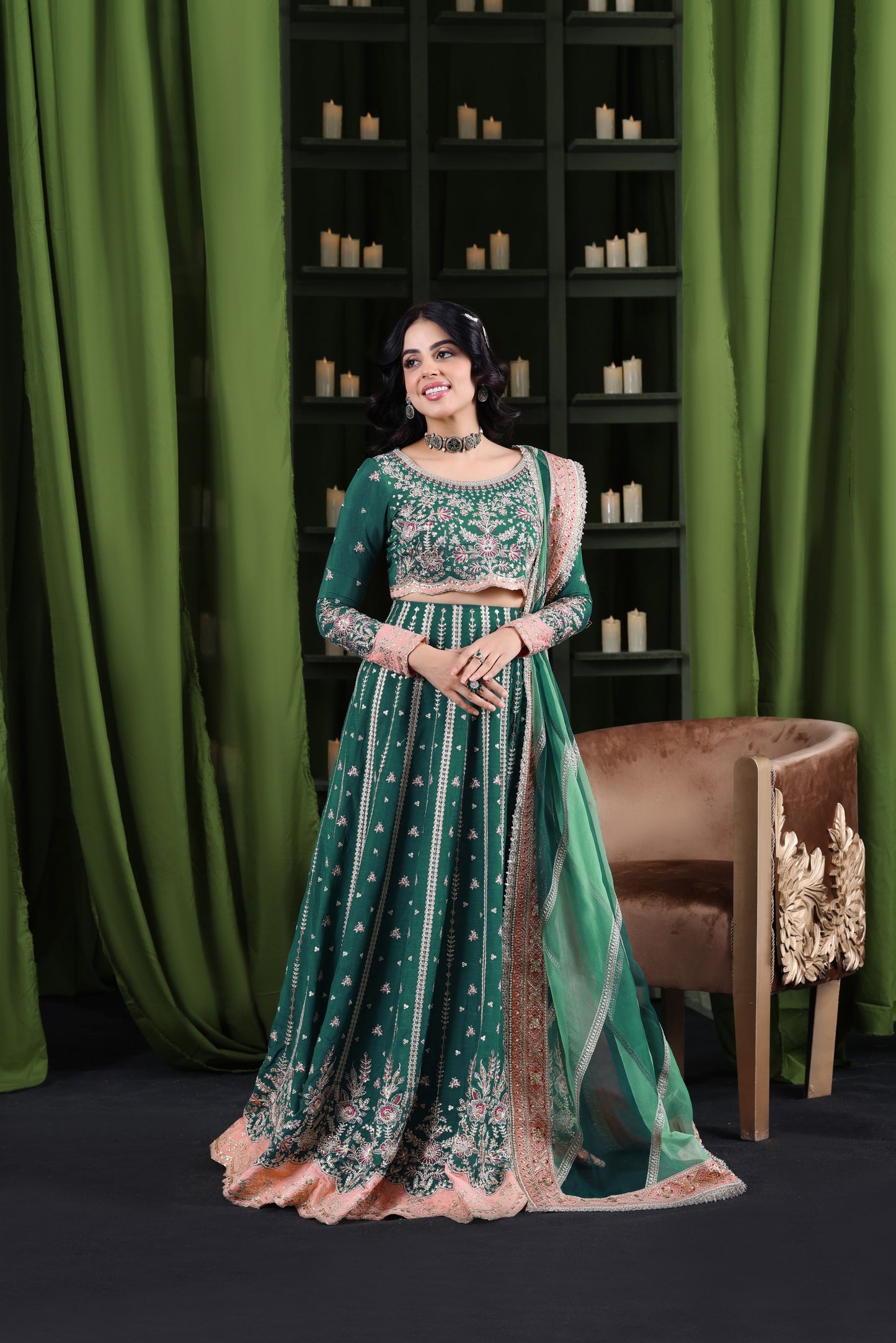 Rs 34000 Aneelas Stitched Wedding Raw Silk Choli Lehenga 3pc [BR-24] [Dispatch Time 2 Months]