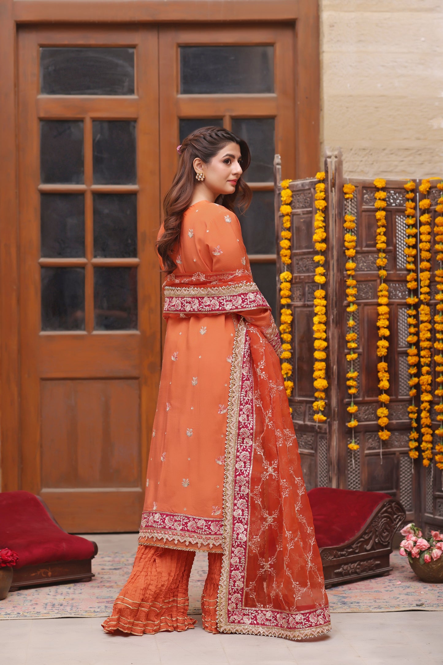 Rs 32000 Aneelas Stitched Wedding/ Bridal Heavy Ada Work Organza Emb 3pc [BR-26] [Dispatch Time 2 Months]