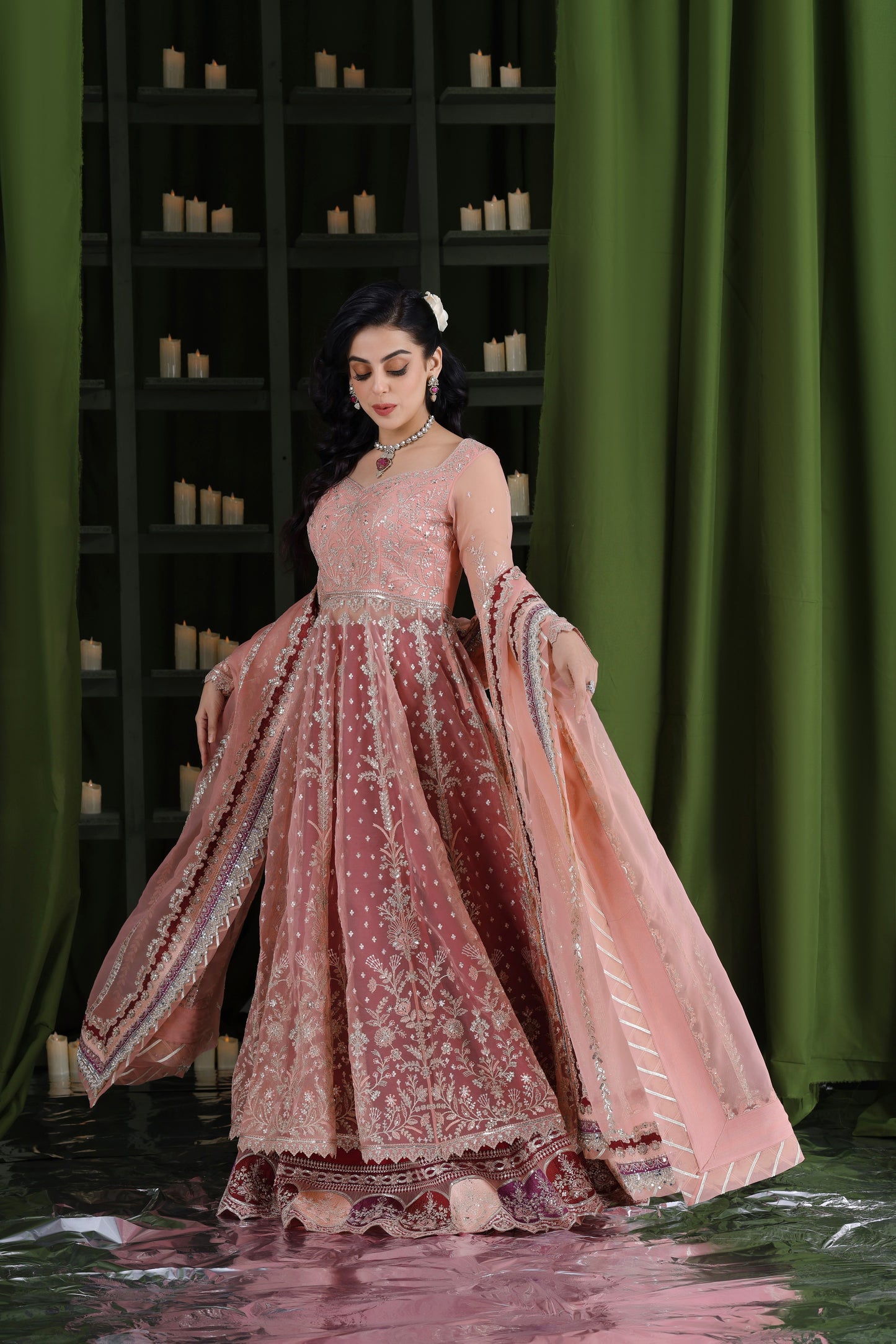 Rs 26500 Aneelas Stitched Wedding/ Bridal Emb Maxi 3pc [BR-19] [Dispatch Time 2 Months]