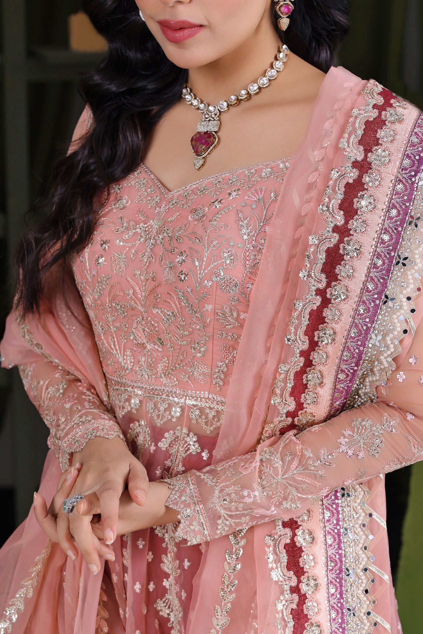 Rs 26500 Aneelas Stitched Wedding/ Bridal Emb Maxi 3pc [BR-19] [Dispatch Time 2 Months]