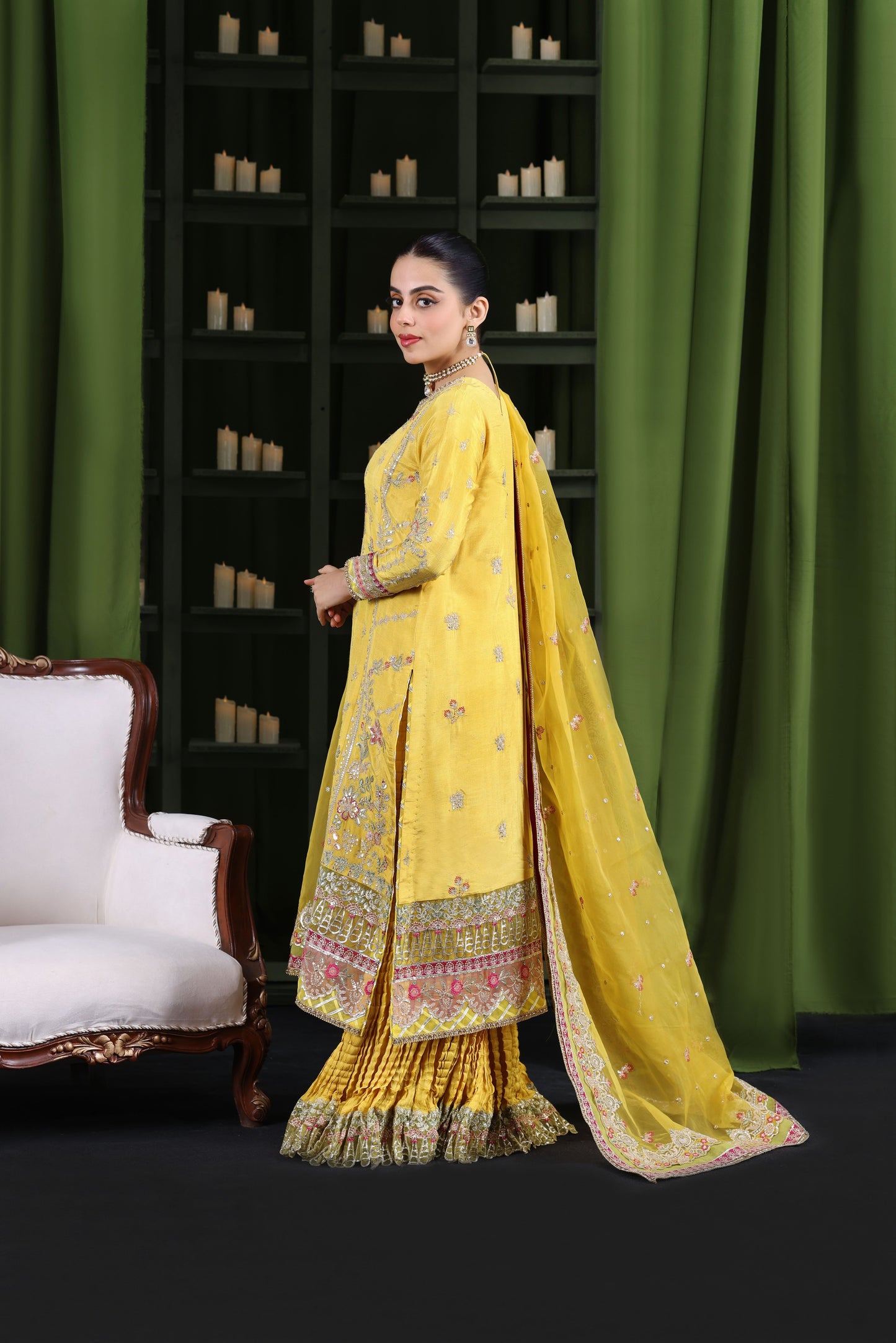 Rs 23500 Aneelas Stitched Wedding Raw Silk Organza Emb Duppata 3pc With Gharara [BR-22] [Dispatch Time 2 Months]