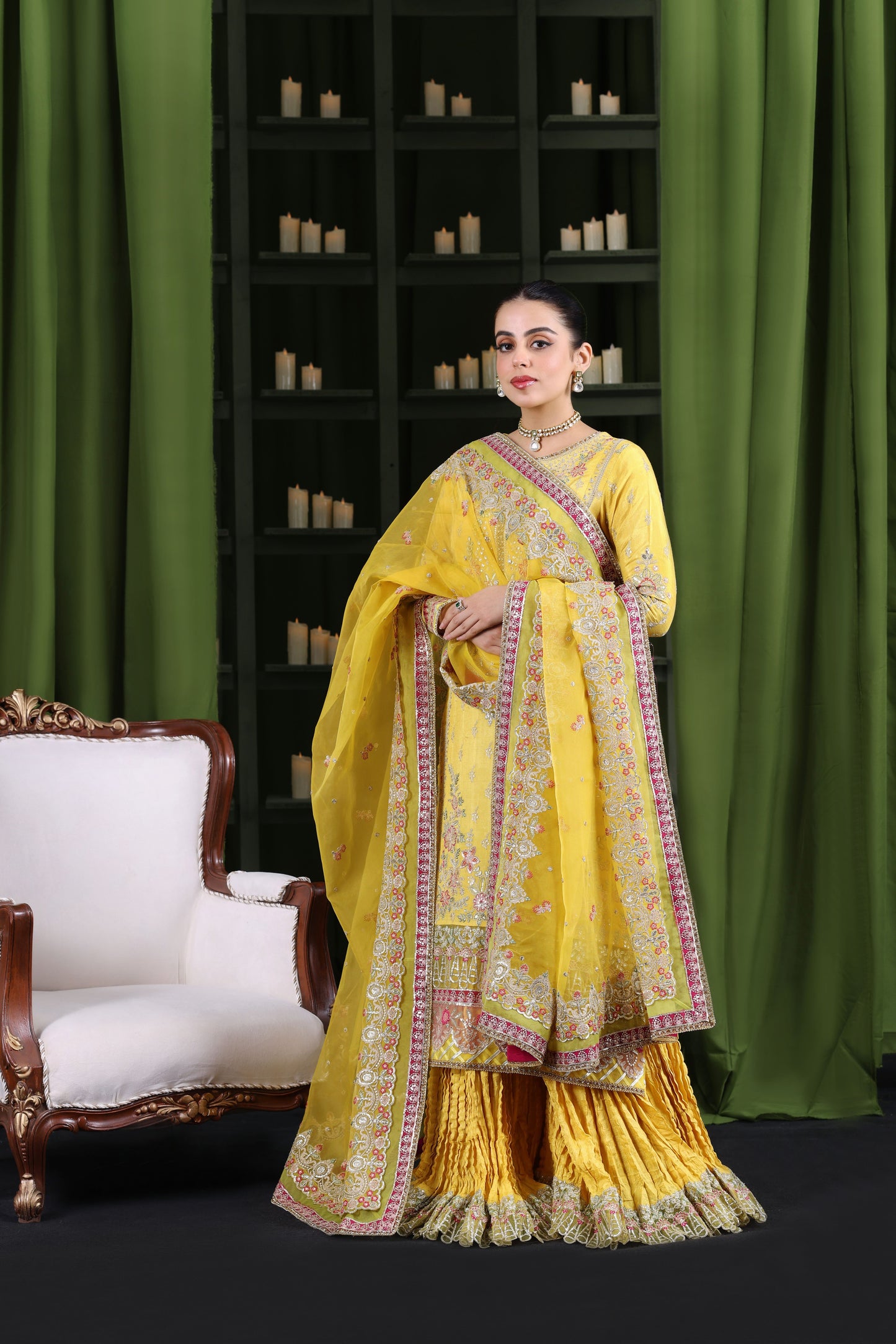 Rs 23500 Aneelas Stitched Wedding Raw Silk Organza Emb Duppata 3pc With Gharara [BR-22] [Dispatch Time 2 Months]