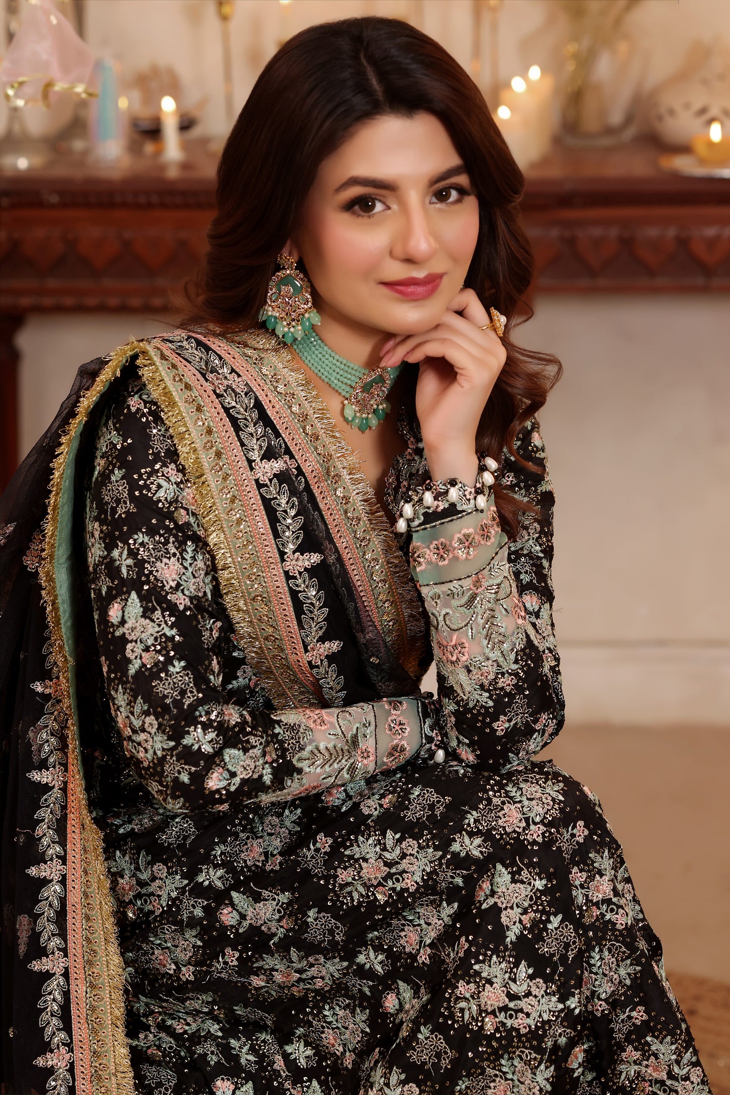 Rs 25500 Aneelas Stitched Raw Silk Emb Kaftan 3pc Net Duppata [FC-26] [Dispatch Time 2 Months]