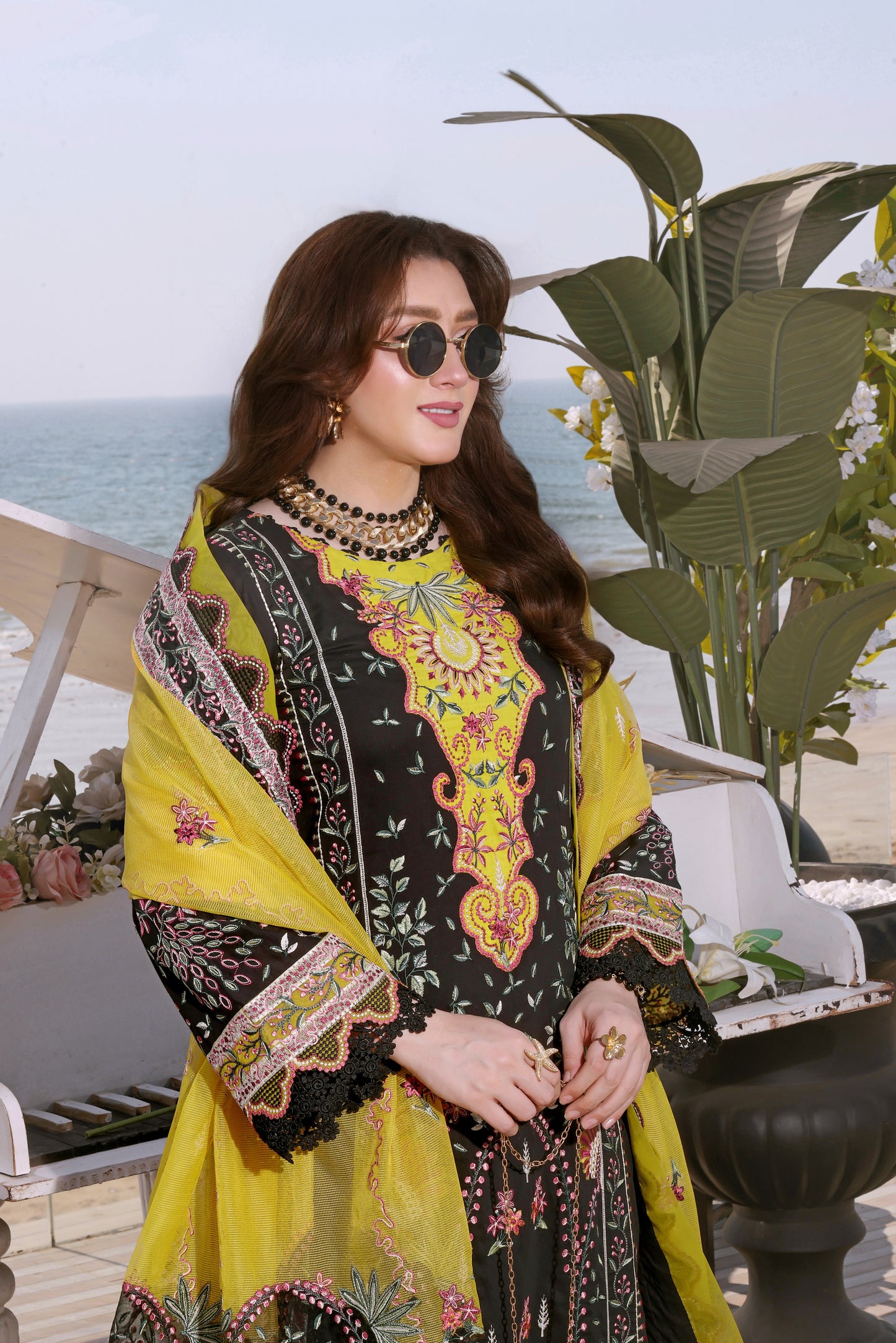 Rs 18500 Aneelas Stitched Luxury Lawn Emb Khadi Net Duppata 3pc [LUX-26-15] [Dispatch Time 2 Months]