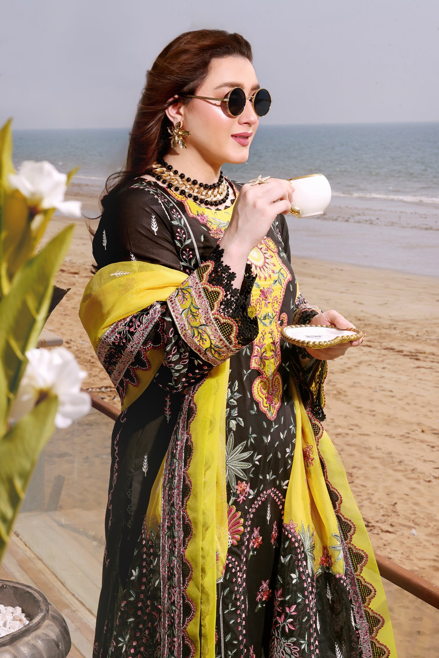 Rs 18500 Aneelas Stitched Luxury Lawn Emb Khadi Net Duppata 3pc [LUX-26-15] [Dispatch Time 2 Months]