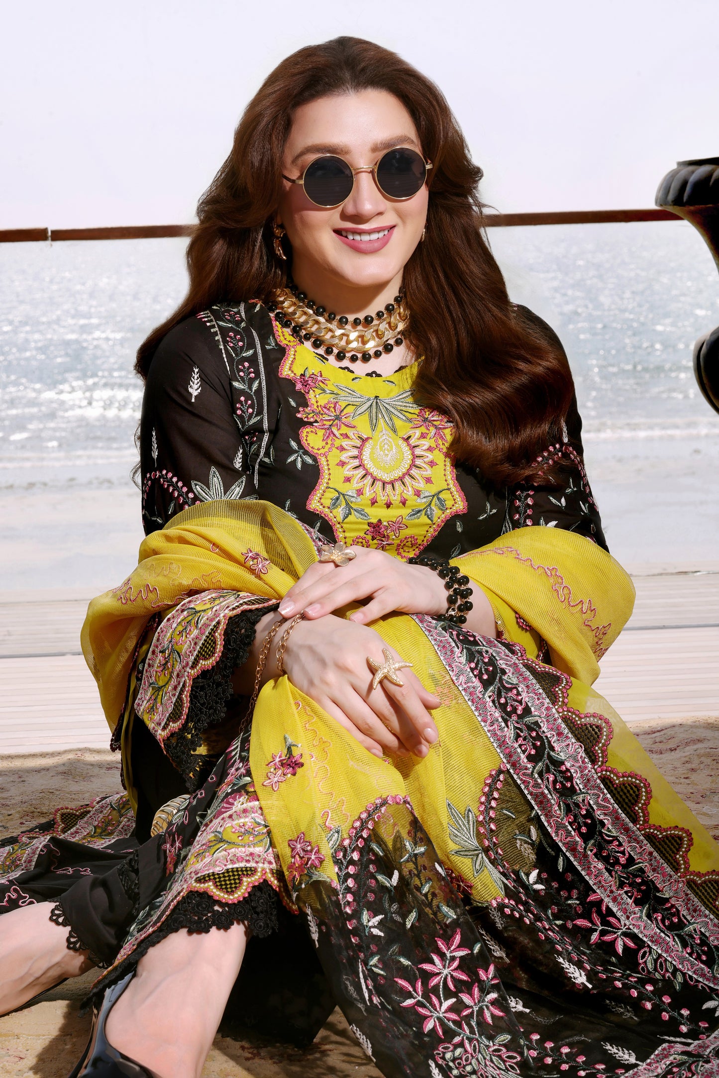 Rs 18500 Aneelas Stitched Luxury Lawn Emb Khadi Net Duppata 3pc [LUX-26-15] [Dispatch Time 2 Months]